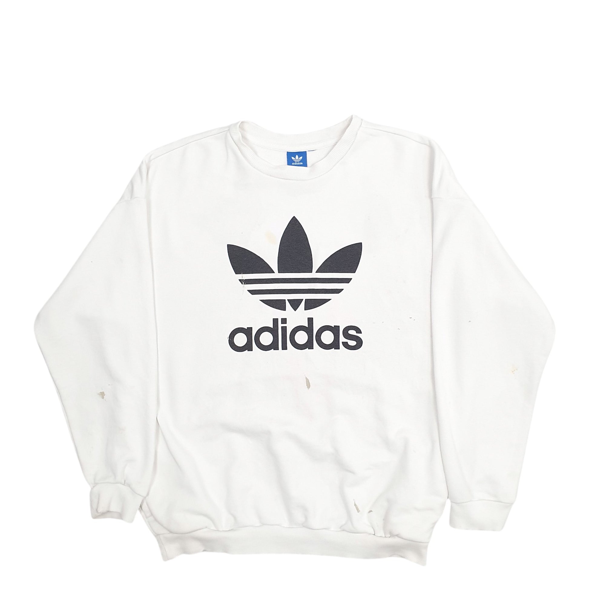 Mens White Adidas  Crewneck Jumper