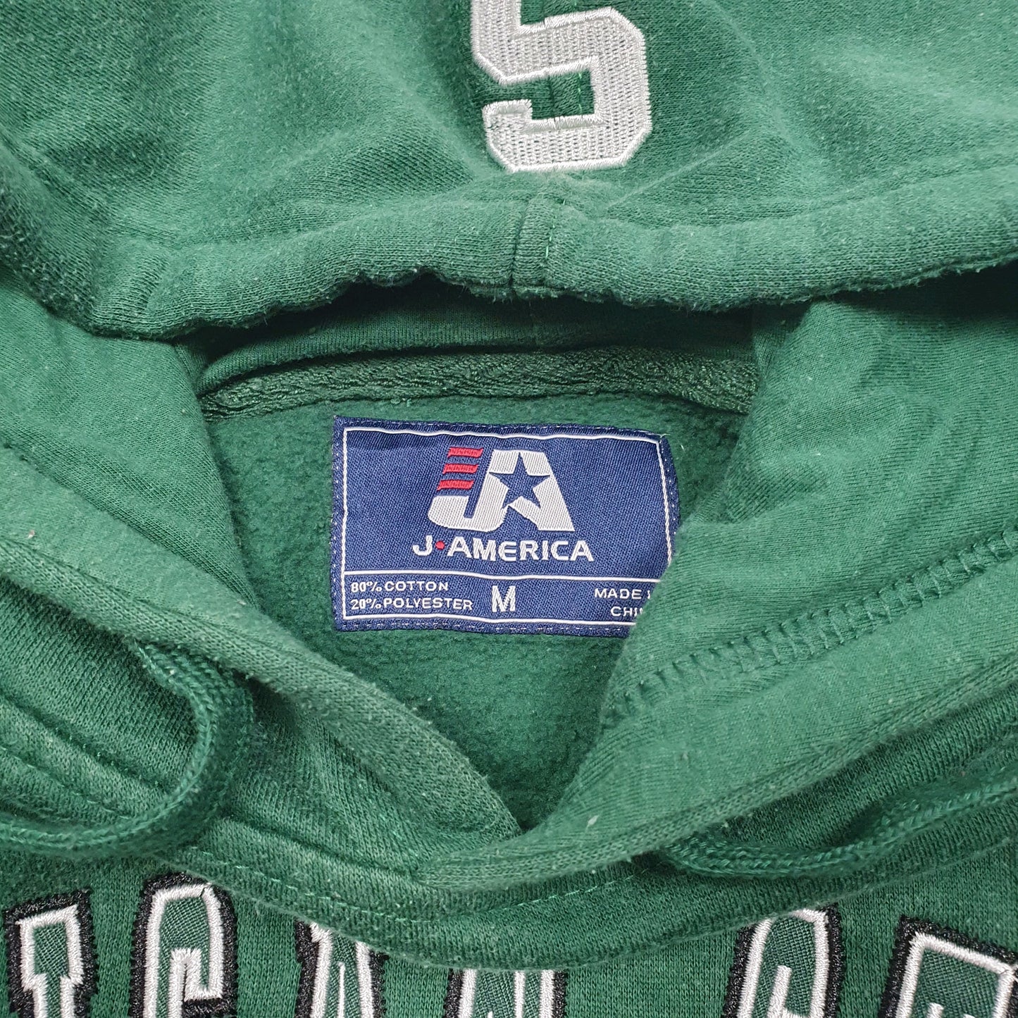 Mens Green J.America Michigan State Spartans Football Spellout Hoodie Jumper