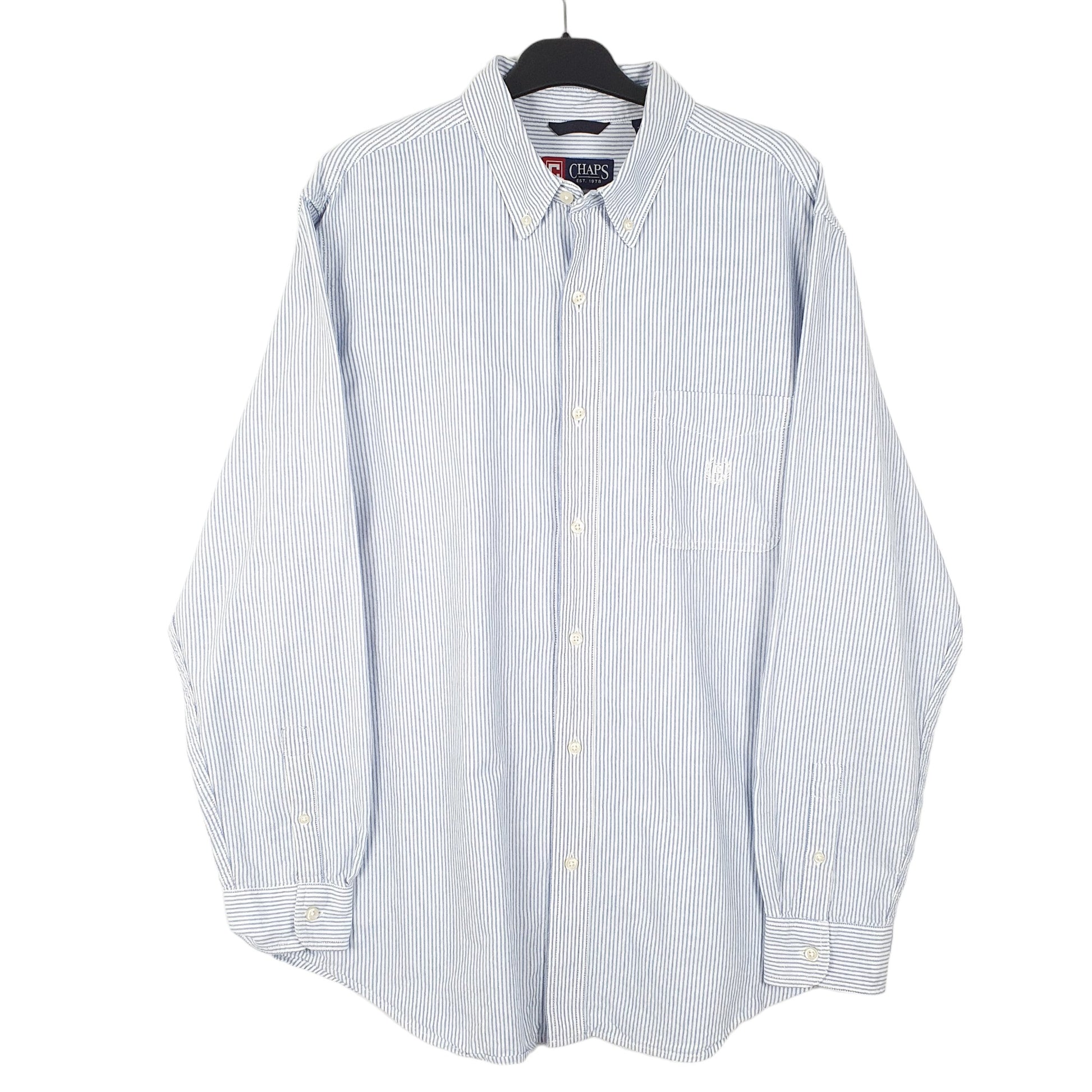 Mens Blue Chaps Oxford Long Sleeve Shirt