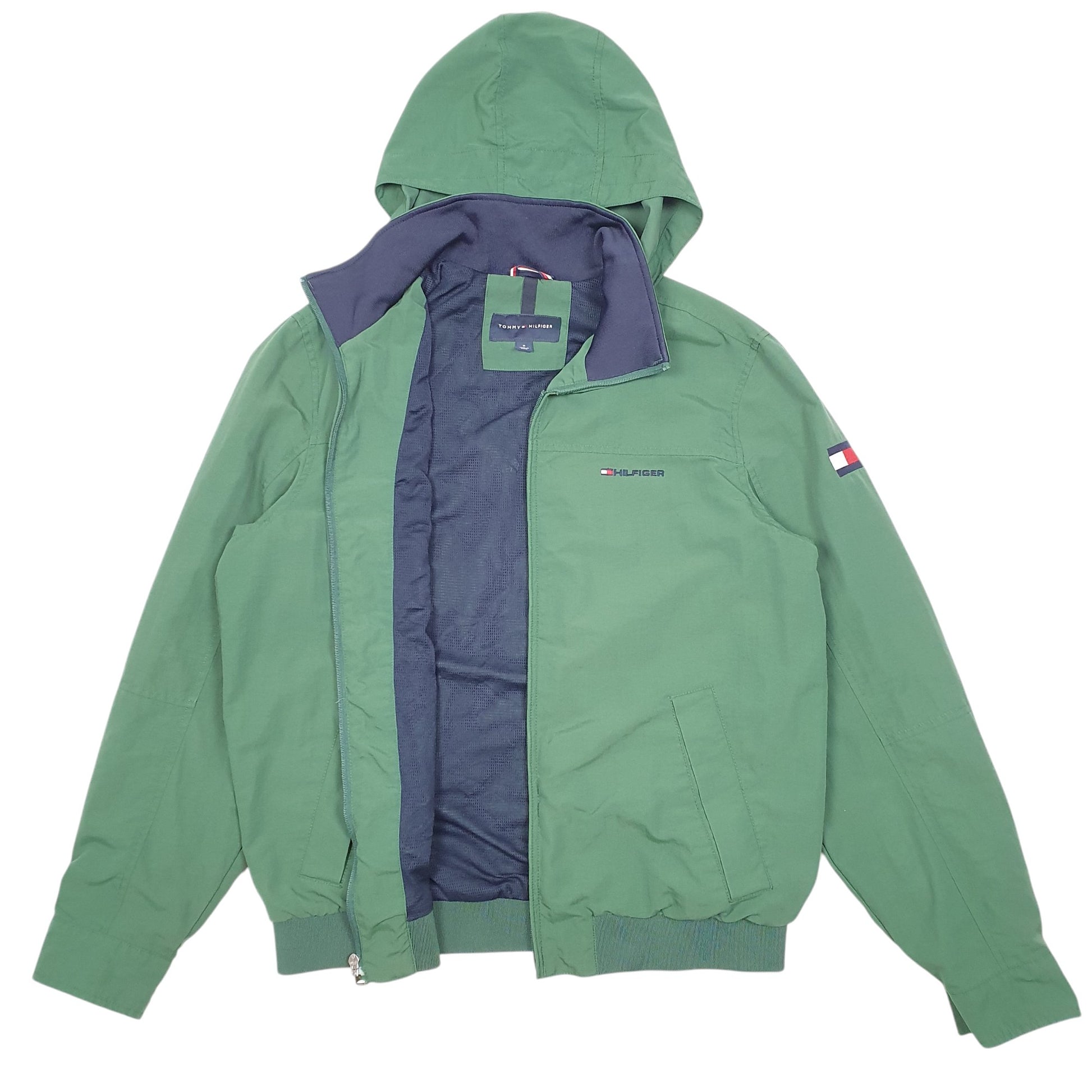 Mens Green Brian Liff Hooded Windbreaker  Coat