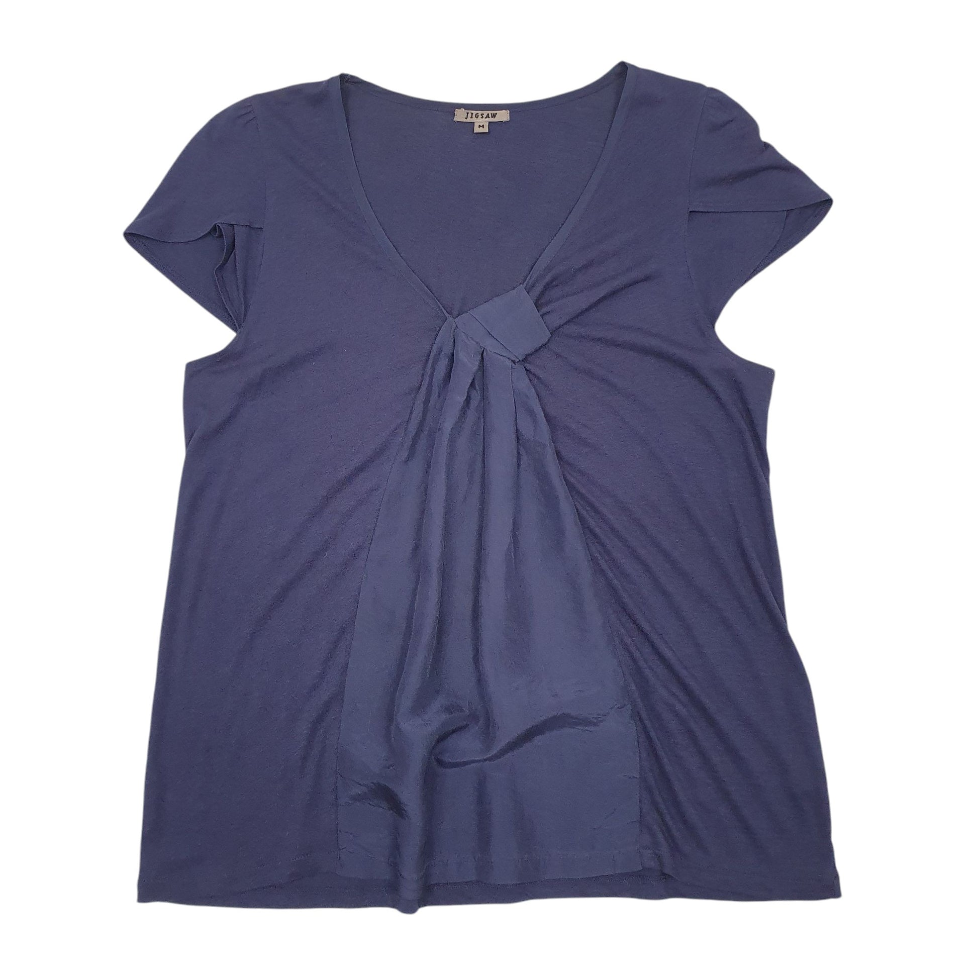 Womens Navy Jigsaw Blouse Short Sleeve T Shirt