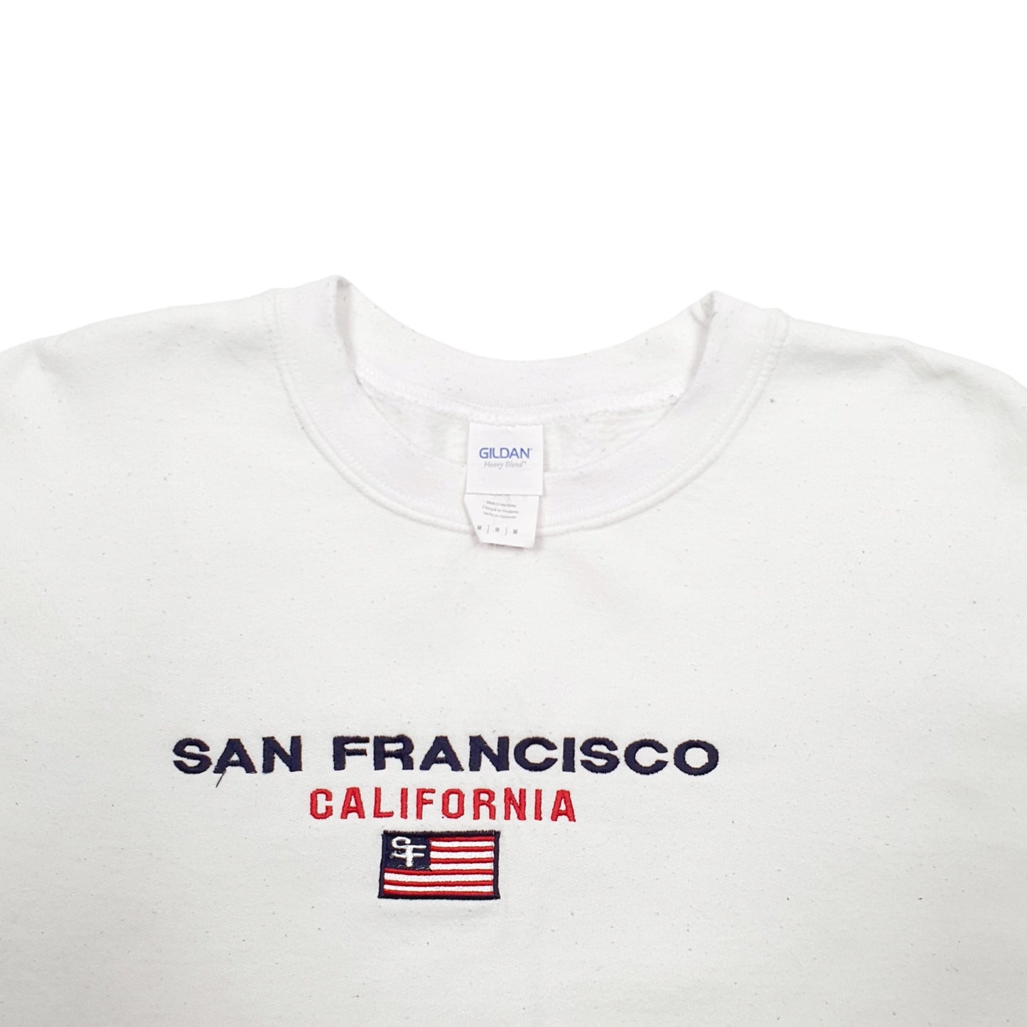 Mens White Gildan San Francisco California Spellout Crewneck Jumper
