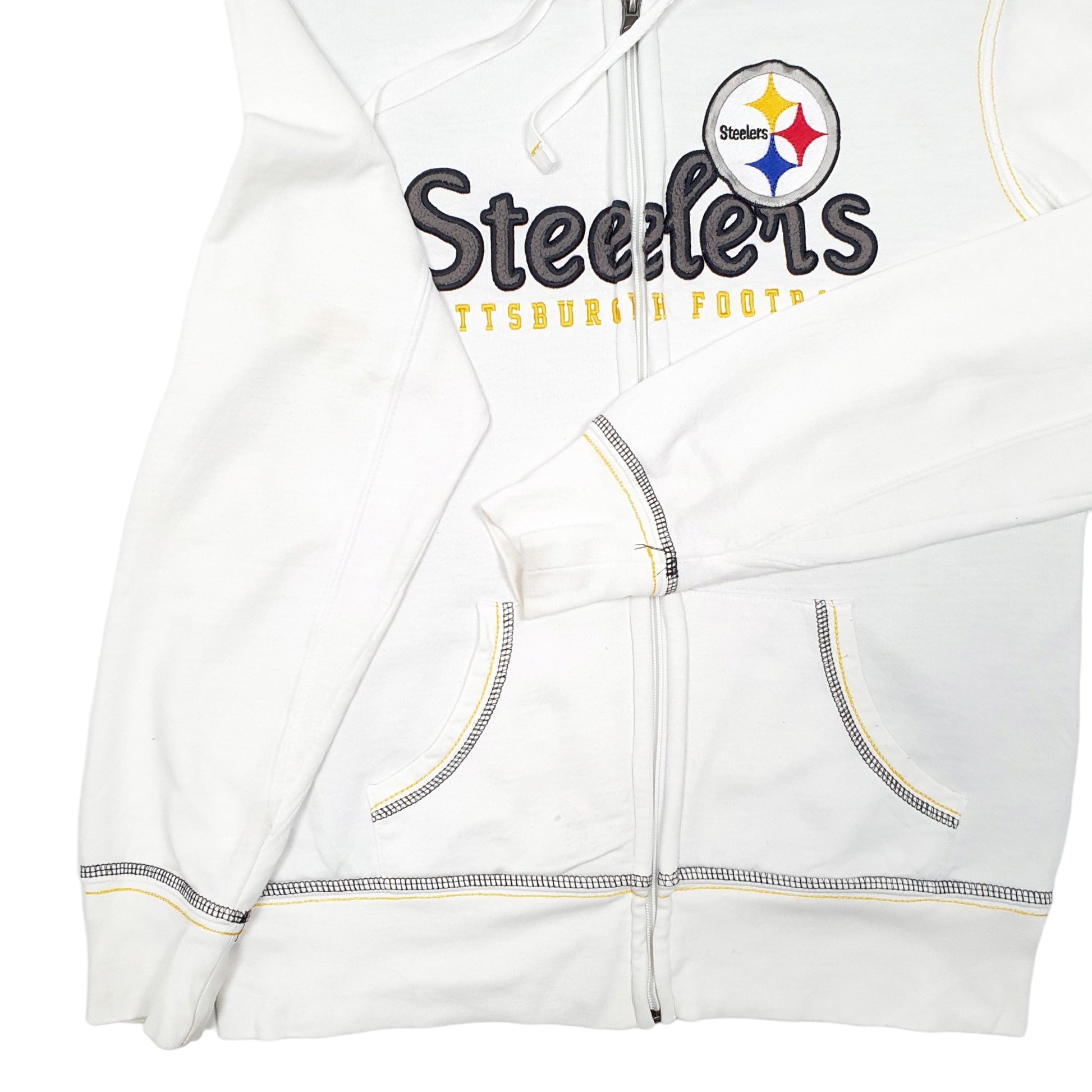 Womens White NFL Pittsburgh Steelers American Football Lined Full Zip Jumper