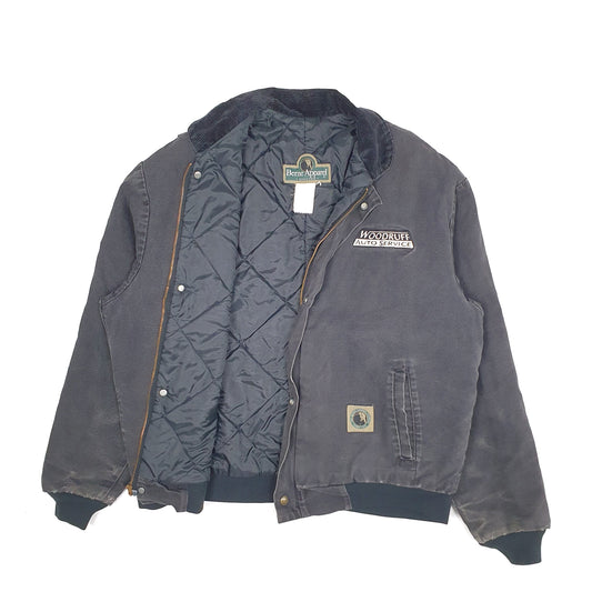 Mens Grey Berne Apparel Vintage 90s Detroit Bomber Quilted  Coat