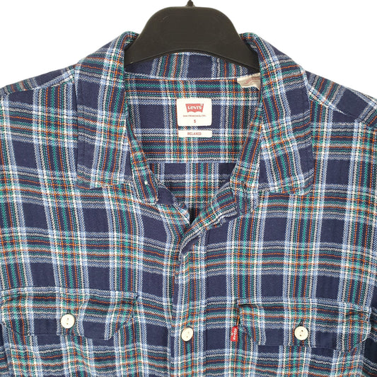 Mens Blue Levis Flannel Overshirt Shacket Long Sleeve Shirt