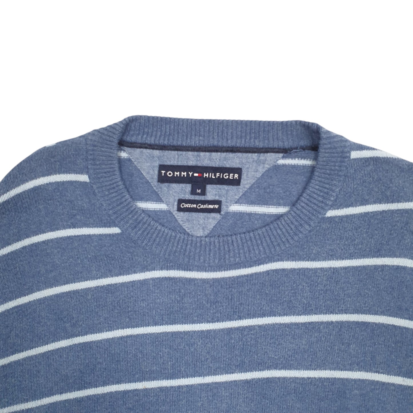 Mens Blue Tommy Hilfiger Knit Stripes Crewneck Jumper