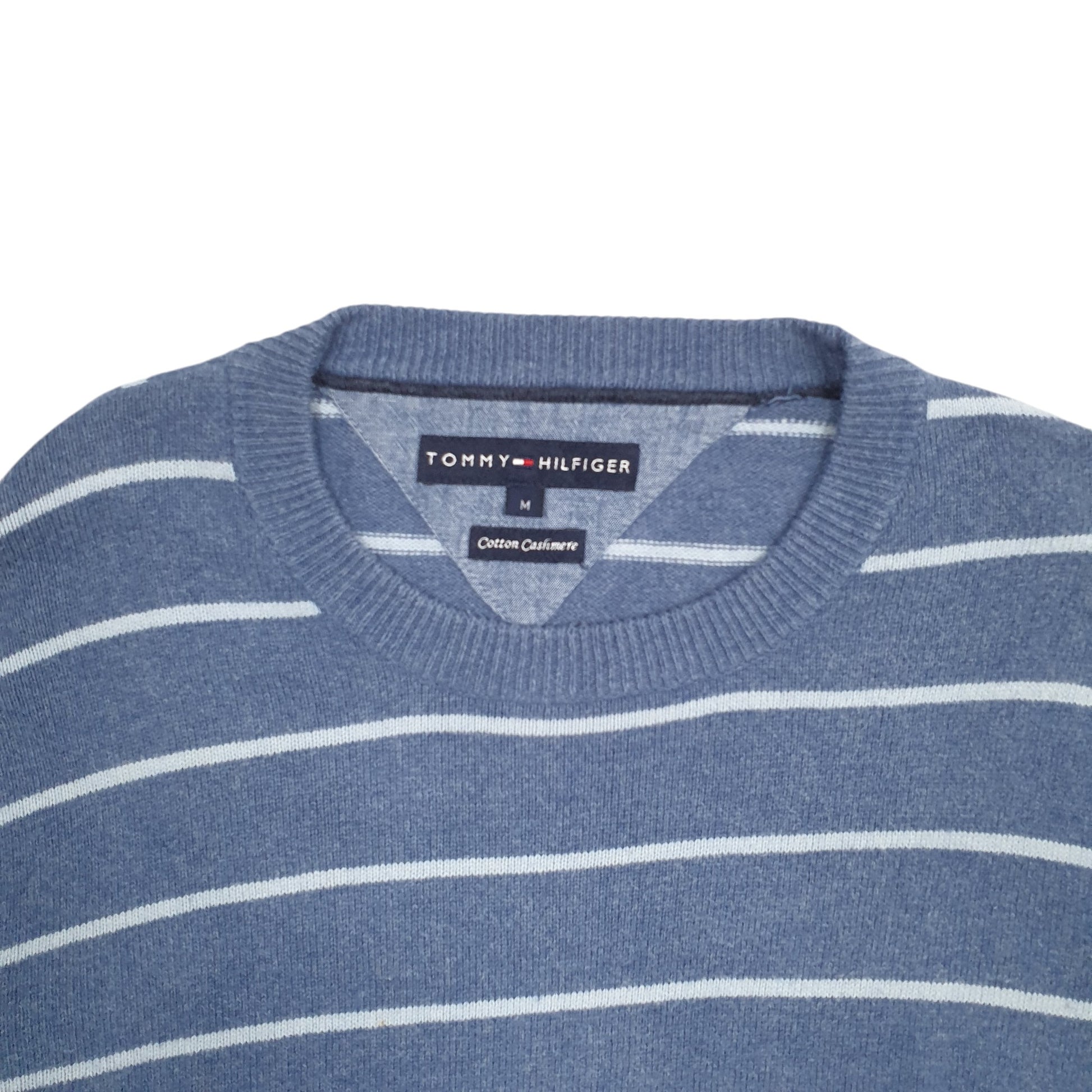Mens Blue Tommy Hilfiger Knit Stripes Crewneck Jumper