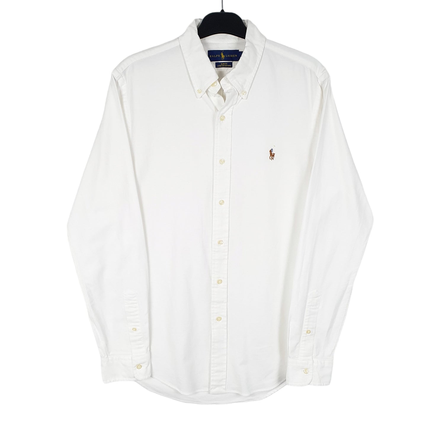 Mens White Ralph Lauren Oxford Stretch Long Sleeve Shirt