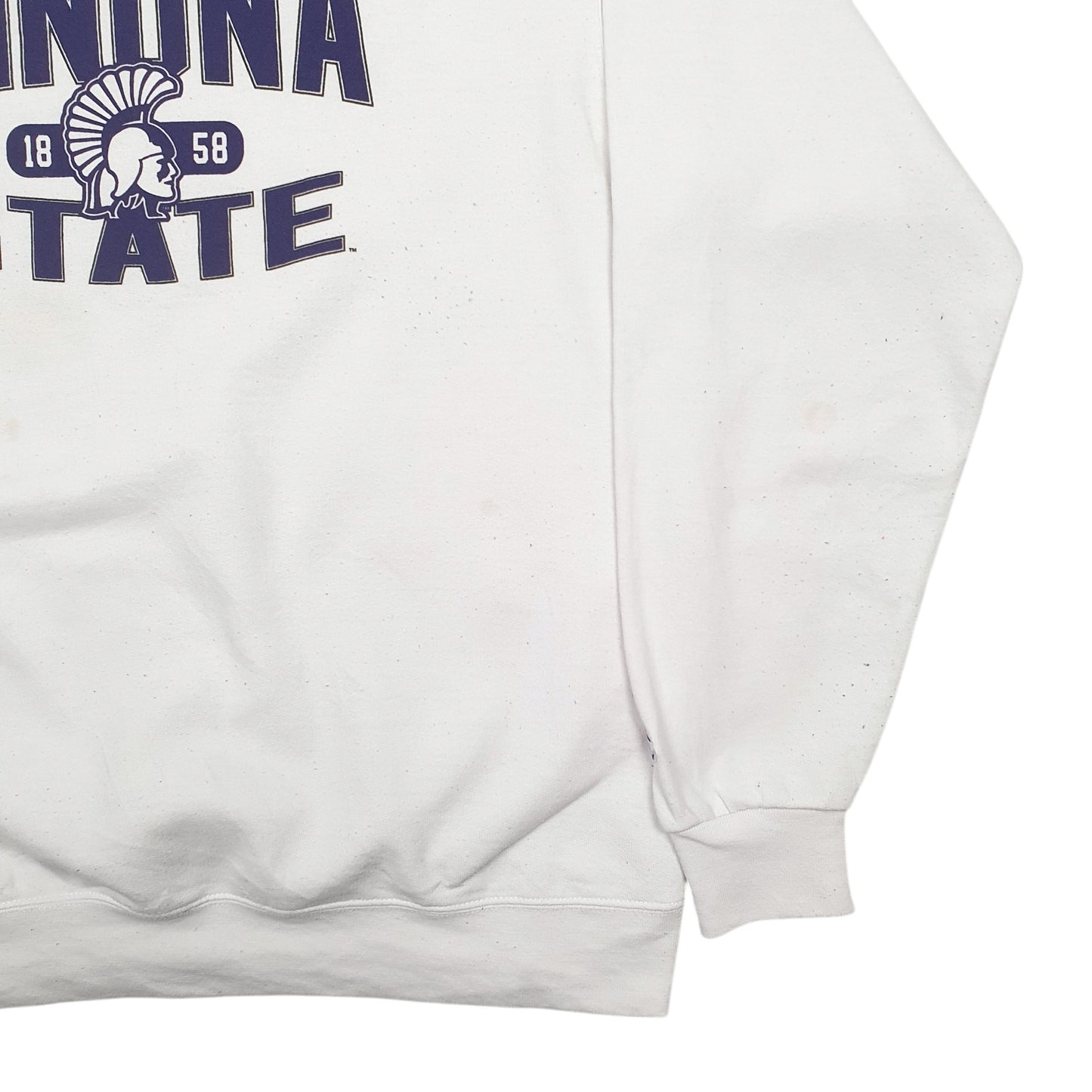 Mens White Champion Winona State Spellout Crewneck Jumper