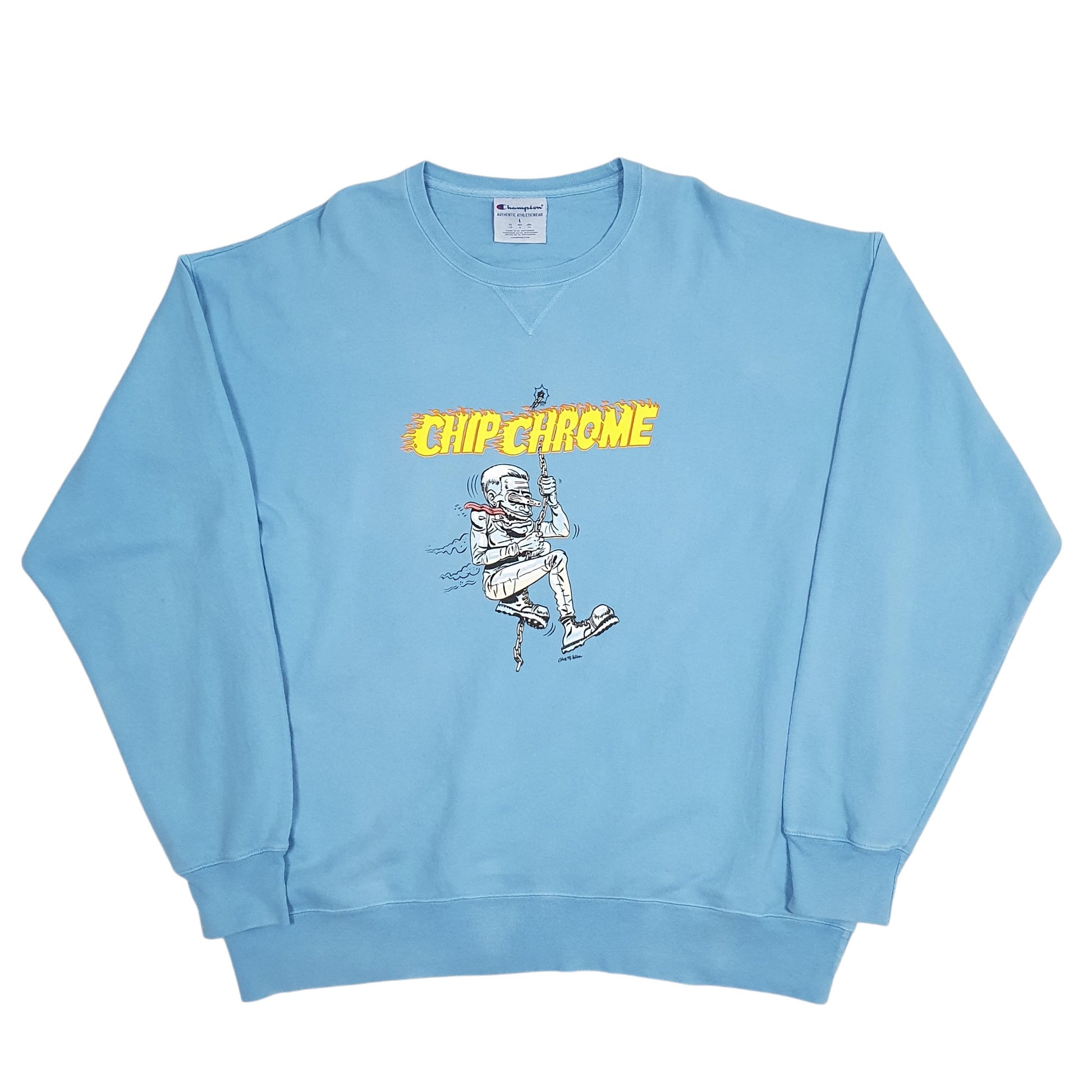 Mens Blue Champion ChipChrome Crewneck Jumper