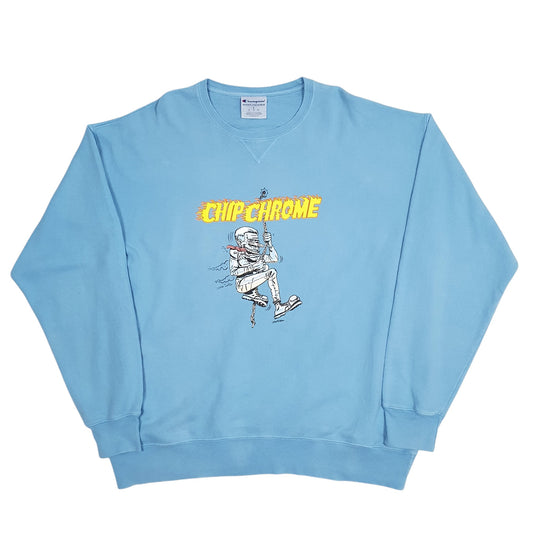 Mens Blue Champion ChipChrome Crewneck Jumper