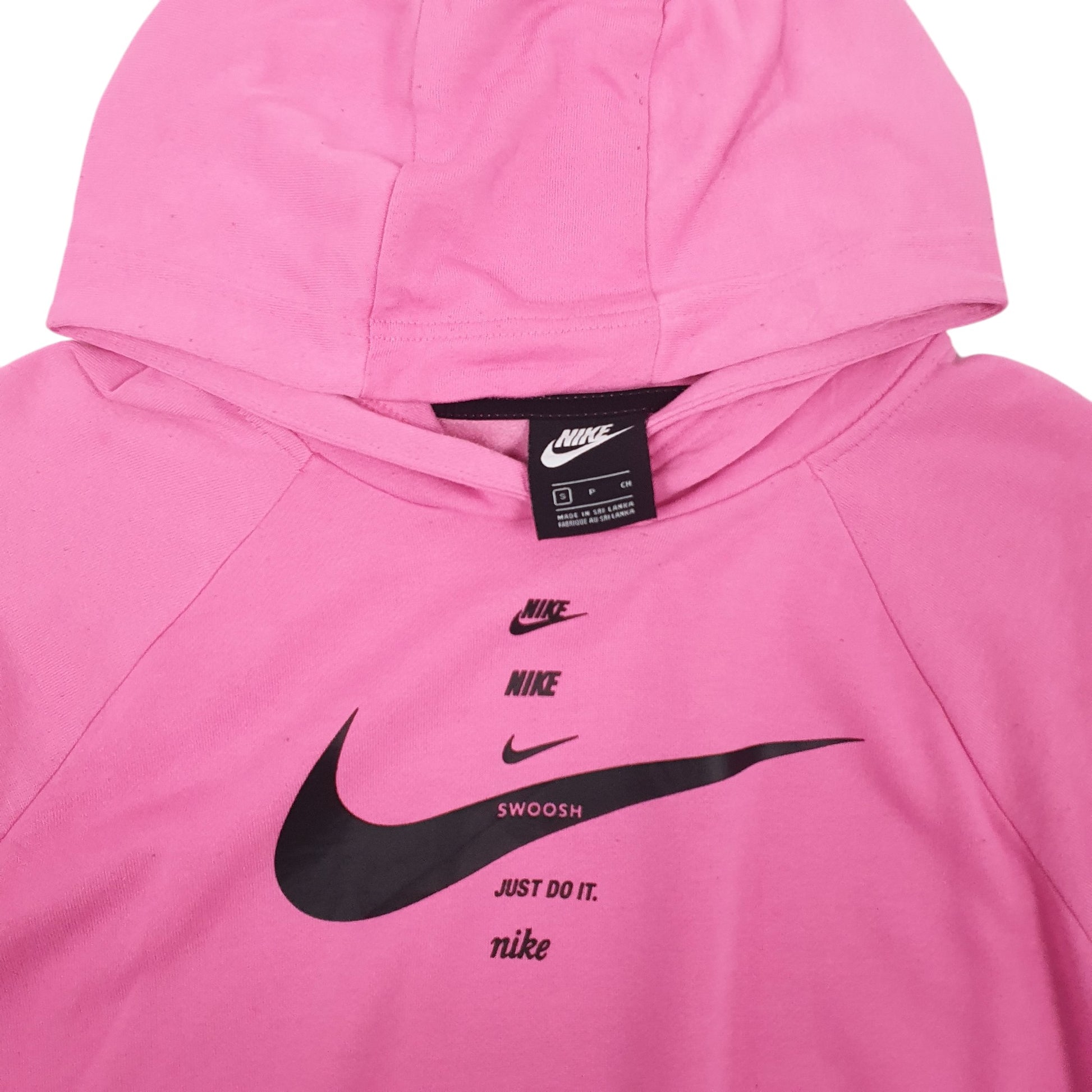 Womens Pink Nike Crop Top Hoodie Jumper