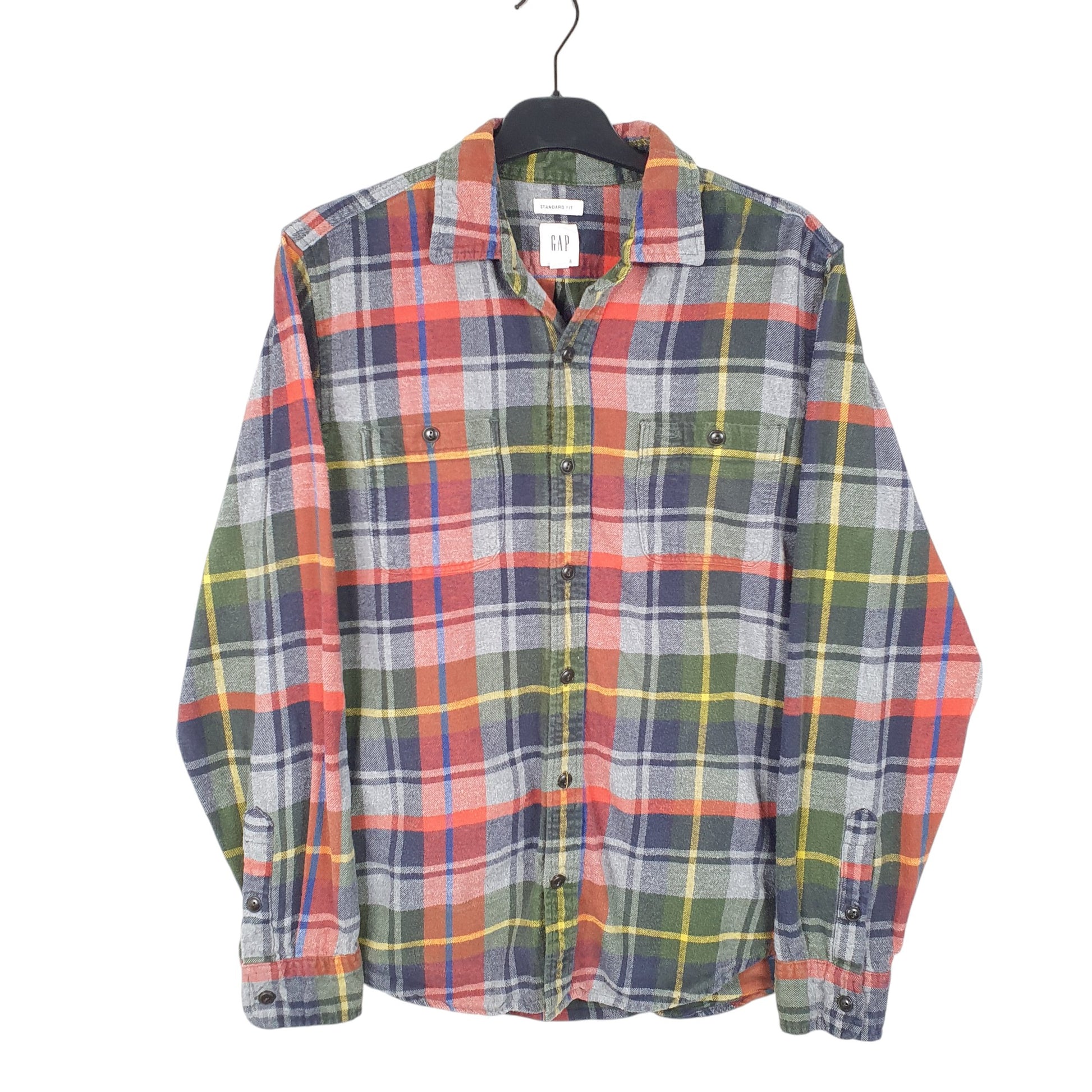 Mens Grey Gap Flannel Overshirt Shacket Long Sleeve Shirt