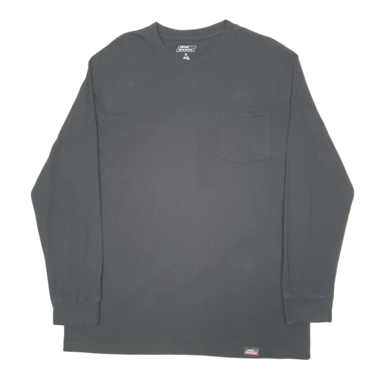 Mens Black Dickies Pocket Workwear Long Sleeve T Shirt
