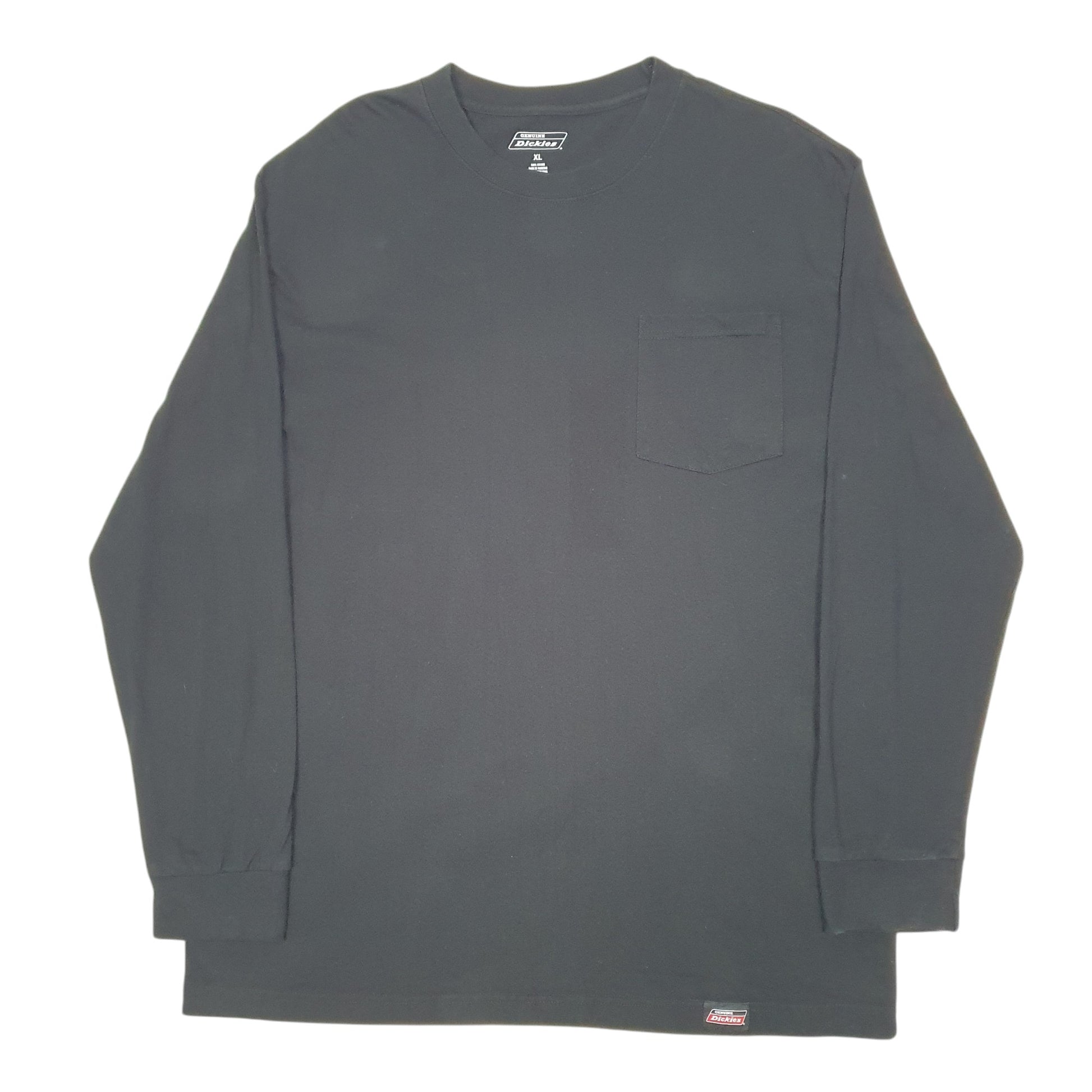 Mens Black Dickies Pocket Workwear Long Sleeve T Shirt
