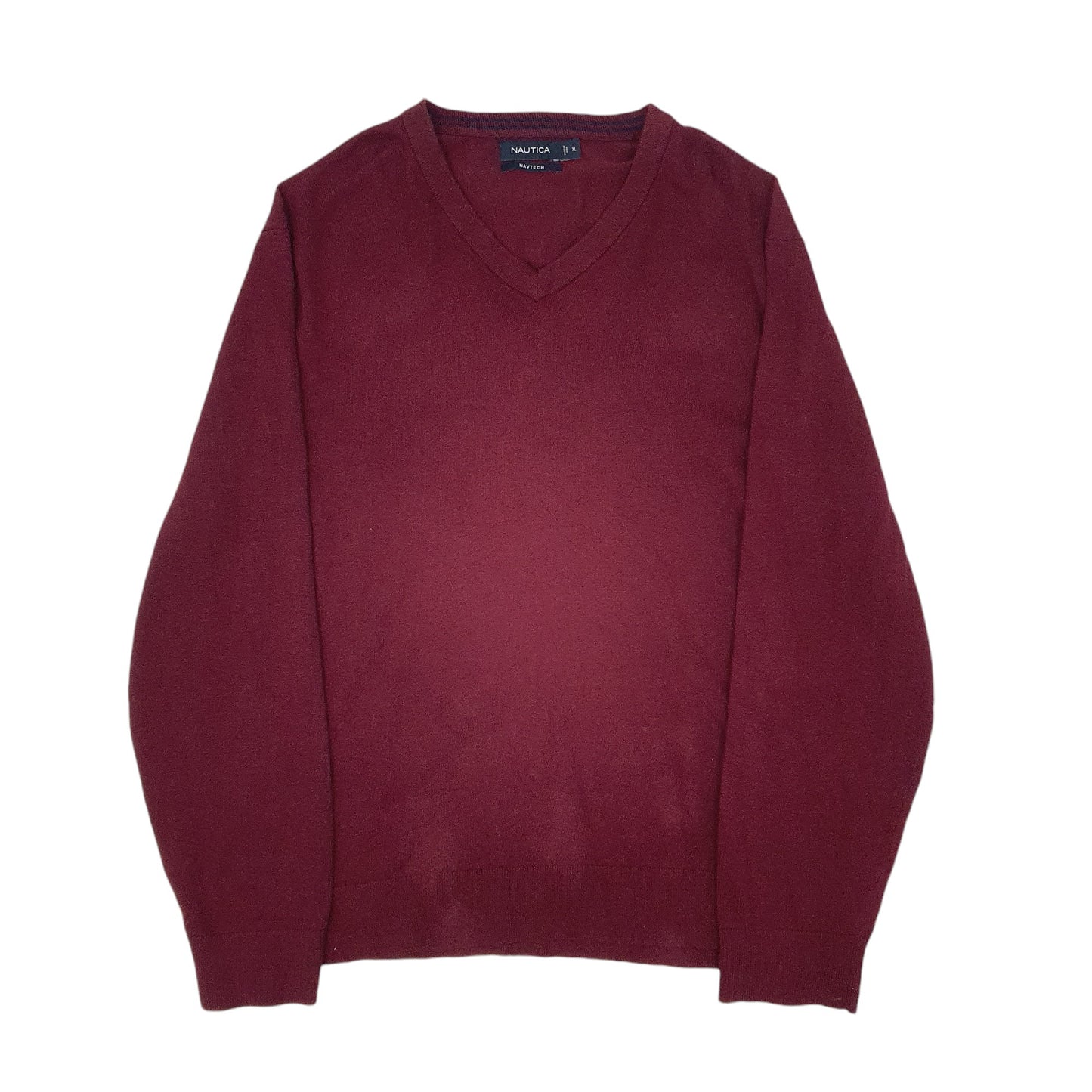 Mens Burgundy Nautica Knitwear Crewneck Jumper