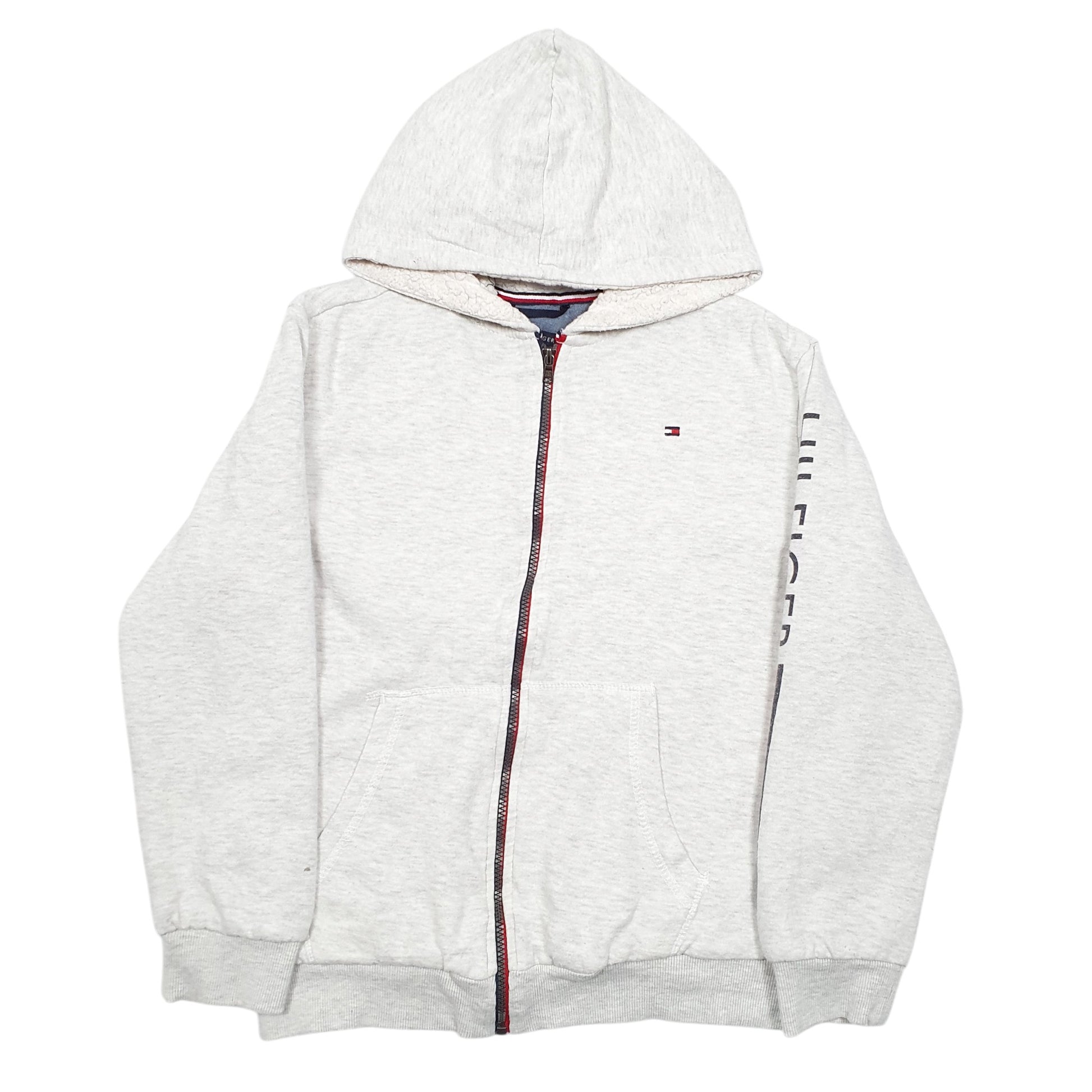 Womens Grey Tommy Hilfiger Hoodie Sherpa Lined Full Zip Jumper