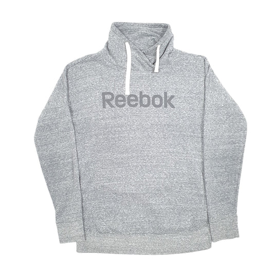 Womens Grey Reebok Snood Spellout Workout Gym Turtleneck Jumper