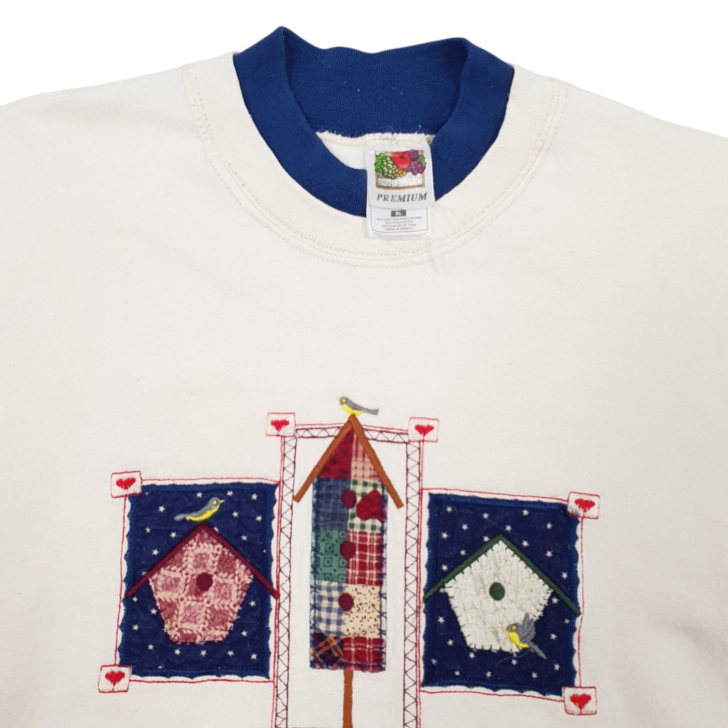 Mens Cream Fruit Of The Loom Vintage 90s Crewneck Jumper