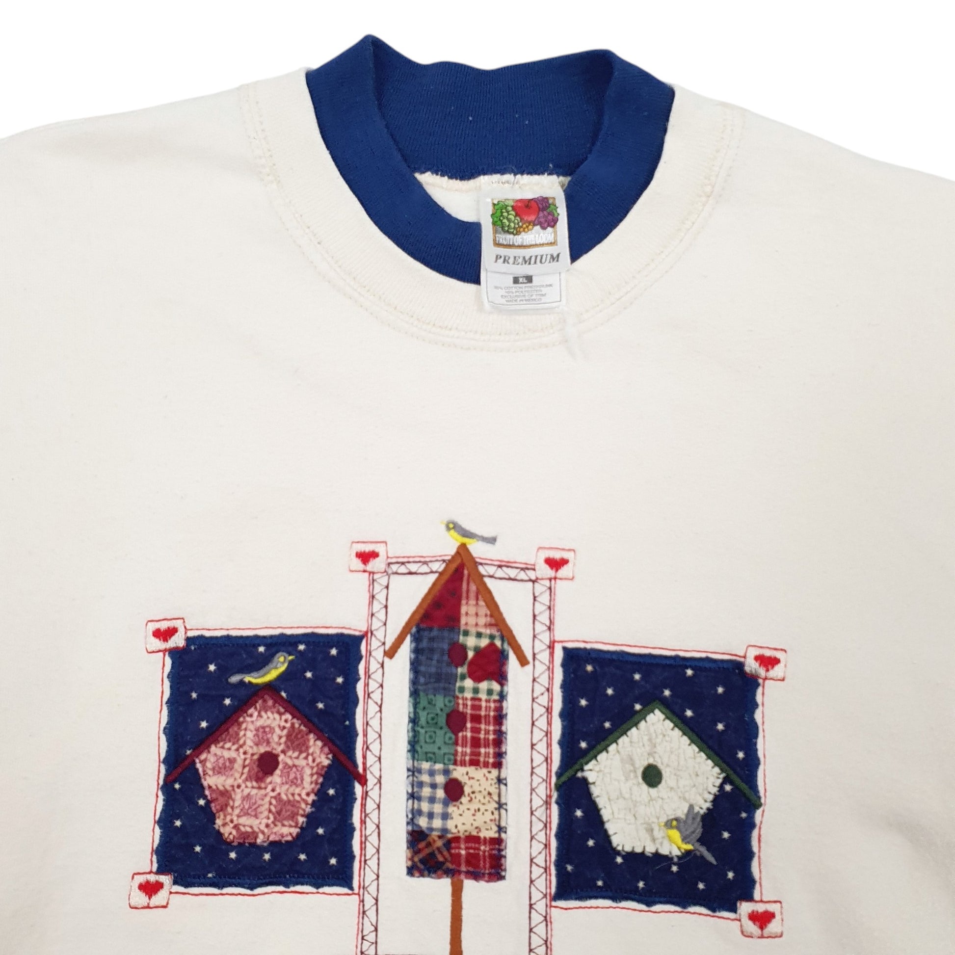 Mens Cream Fruit Of The Loom Vintage 90s Crewneck Jumper