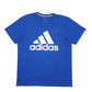 Mens Blue Adidas Spellout Short Sleeve T Shirt
