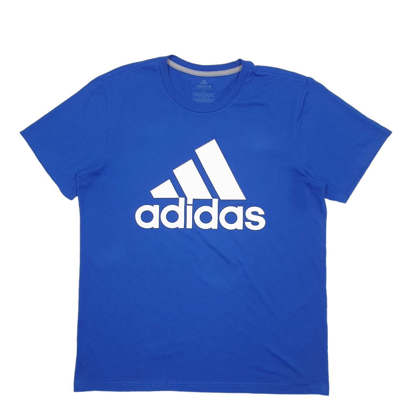Mens Blue Adidas Spellout Short Sleeve T Shirt