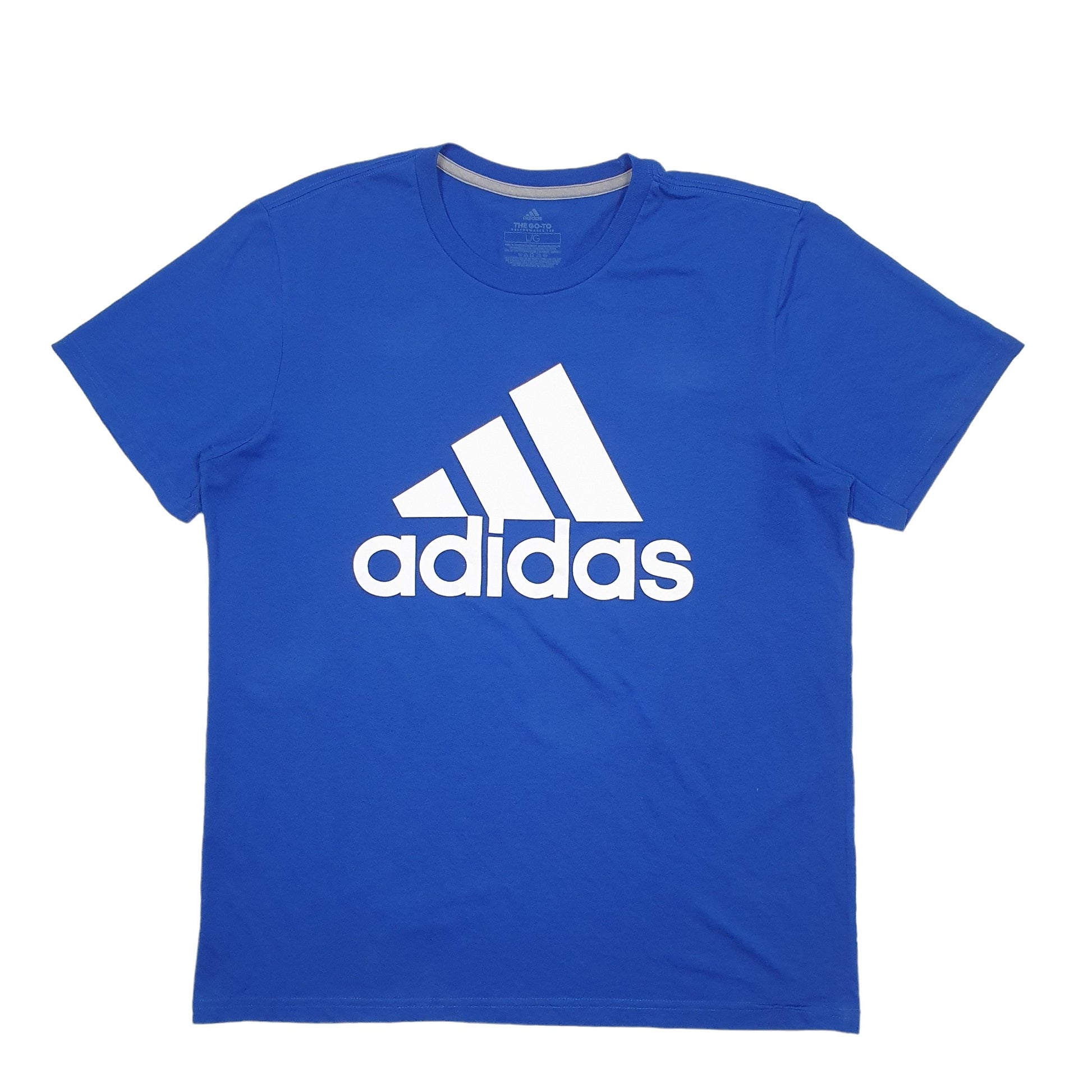 Mens Blue Adidas Spellout Short Sleeve T Shirt
