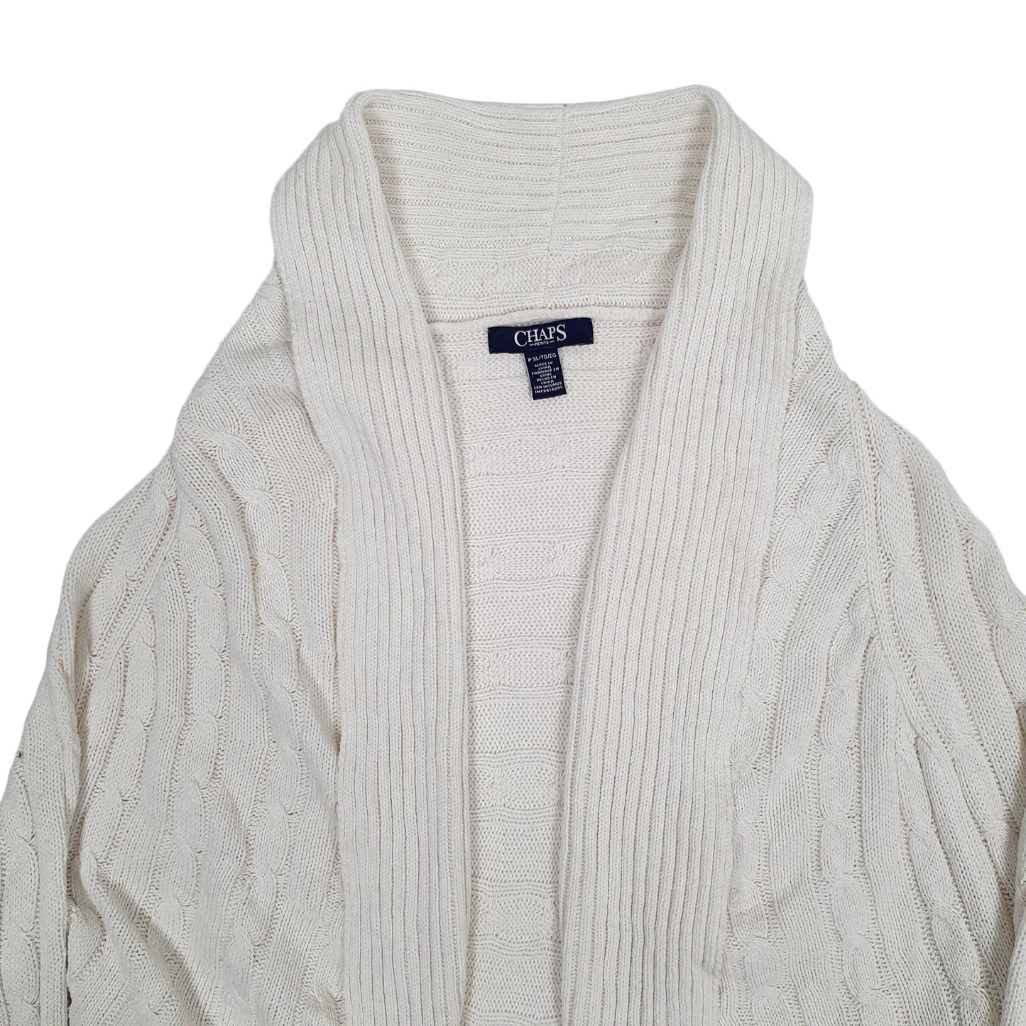 Womens White Chaps Shoal Cable Knit Cardigan Jumper