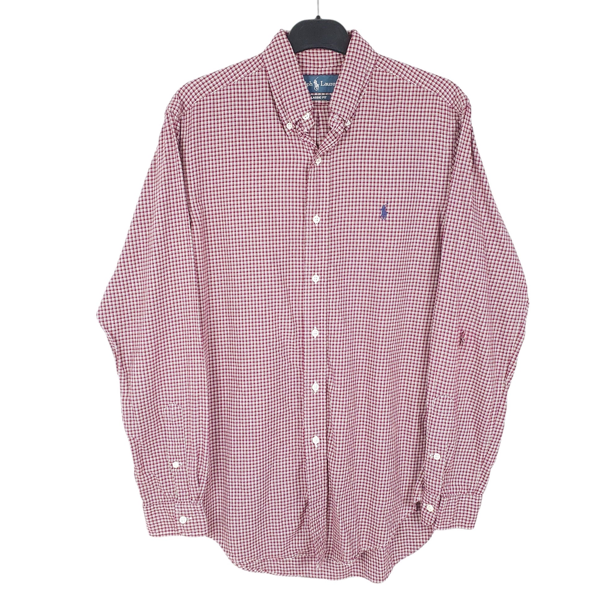 Mens Burgundy Ralph Lauren Oxford Long Sleeve Shirt