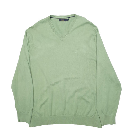 Mens Green Nautica Knit Crewneck Jumper