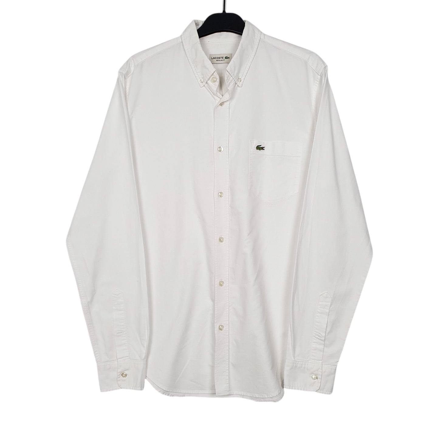 Mens White Lacoste  Long Sleeve Shirt