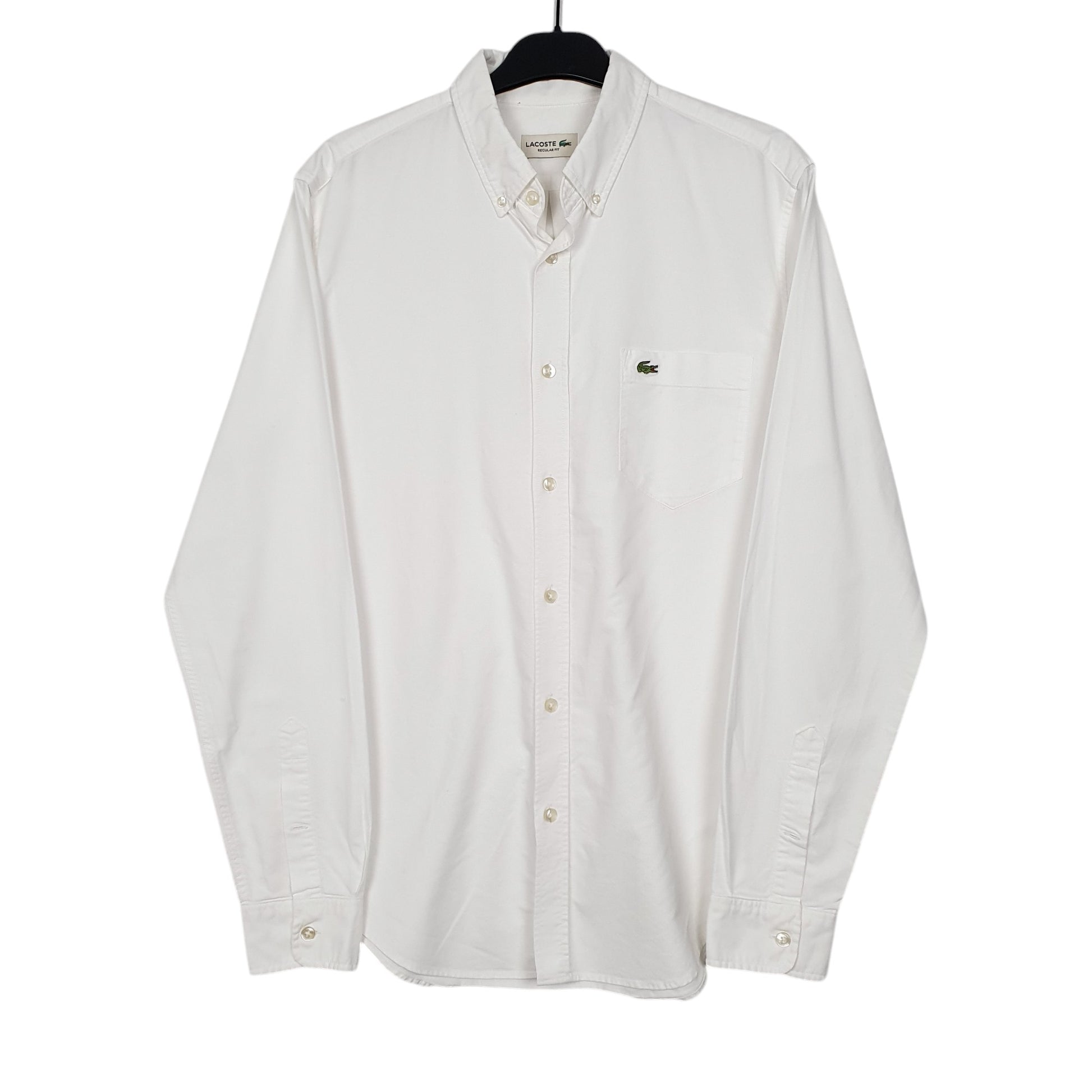 Mens White Lacoste  Long Sleeve Shirt