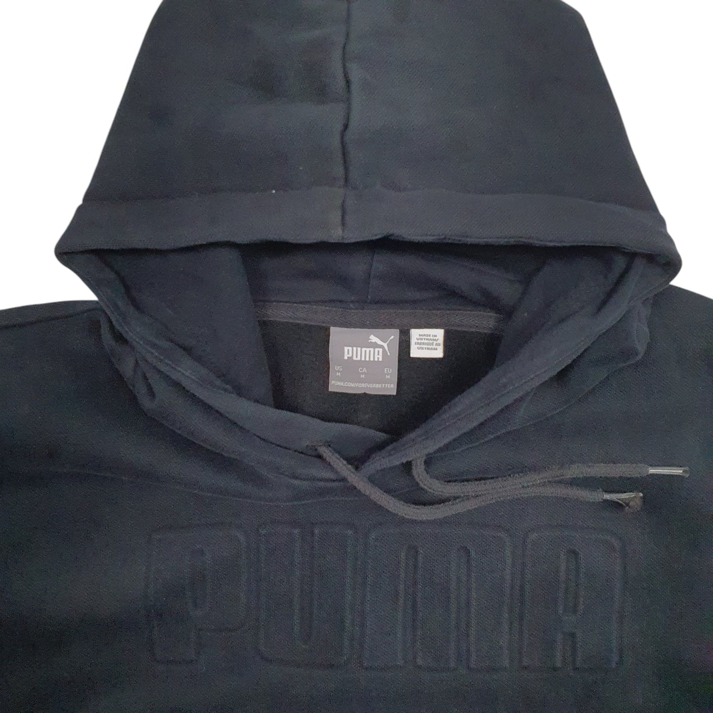 Womens Black Puma Spellout Hoodie Jumper
