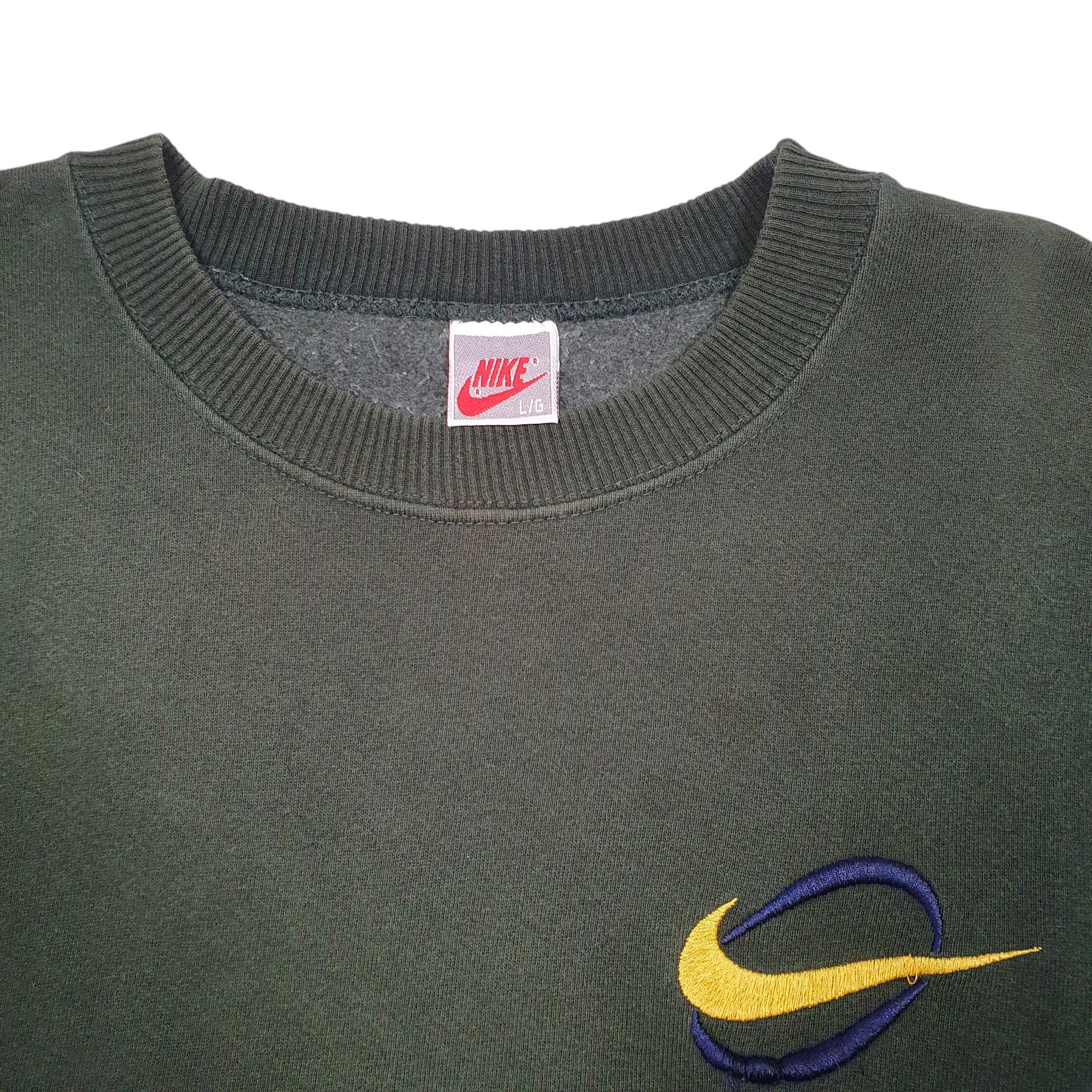 Mens Green Nike Vintage 80s Swoosh Made In Canada Crewneck Jumper