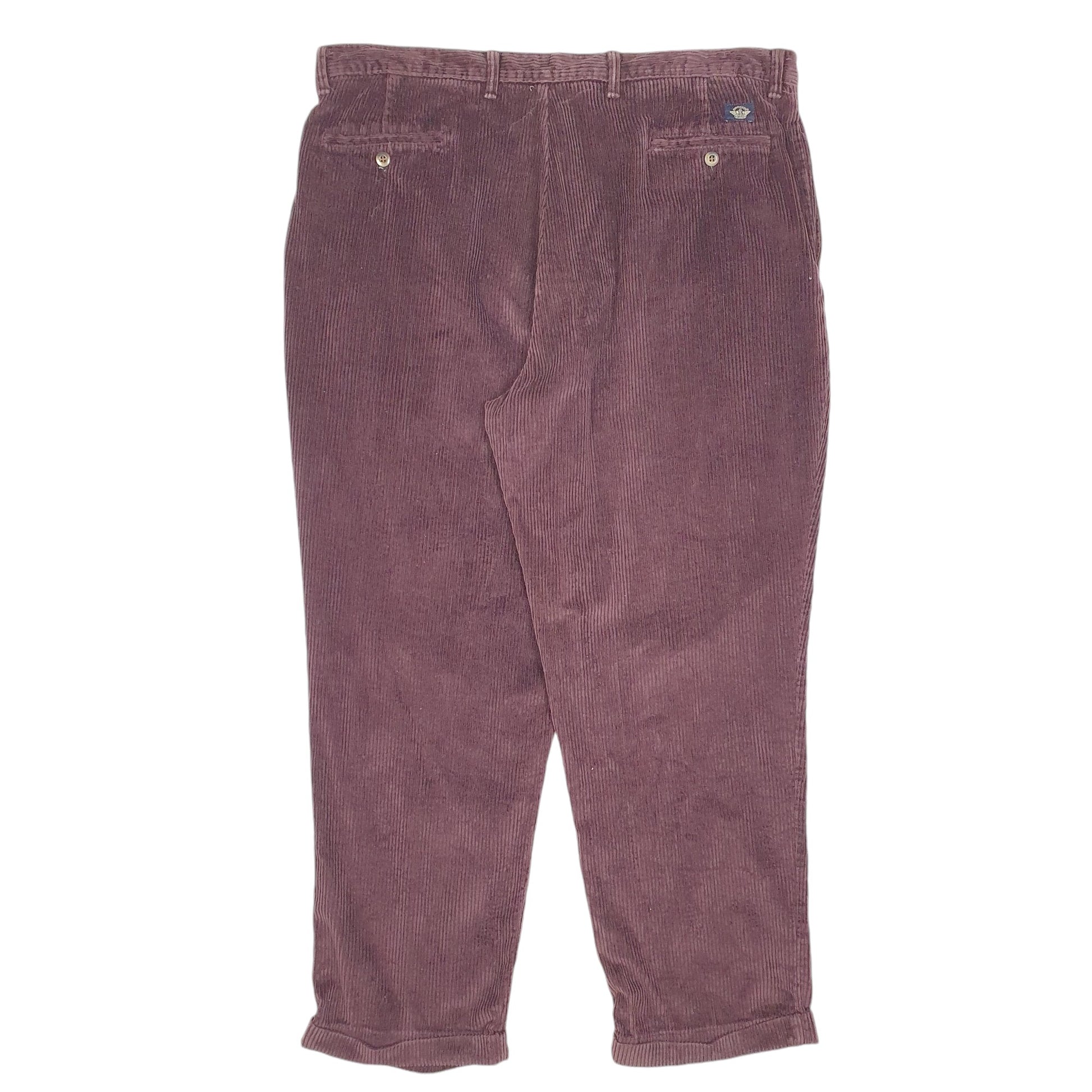 Mens Burgundy Dockers Double Pleated Corduroy Trousers