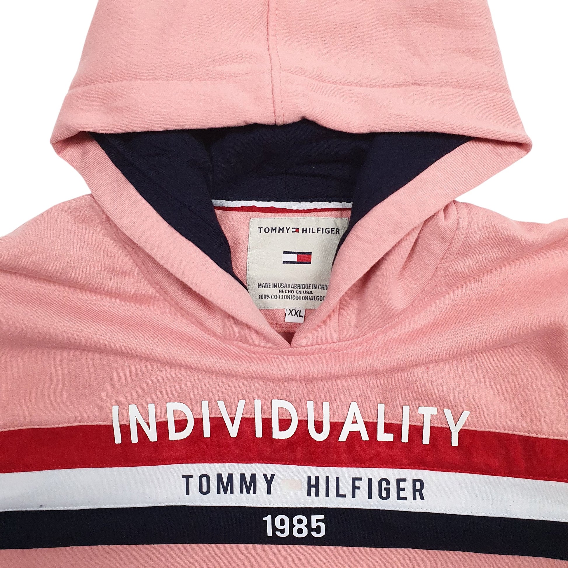 Womens Pink Tommy Hilfiger Spellout Hoodie Jumper