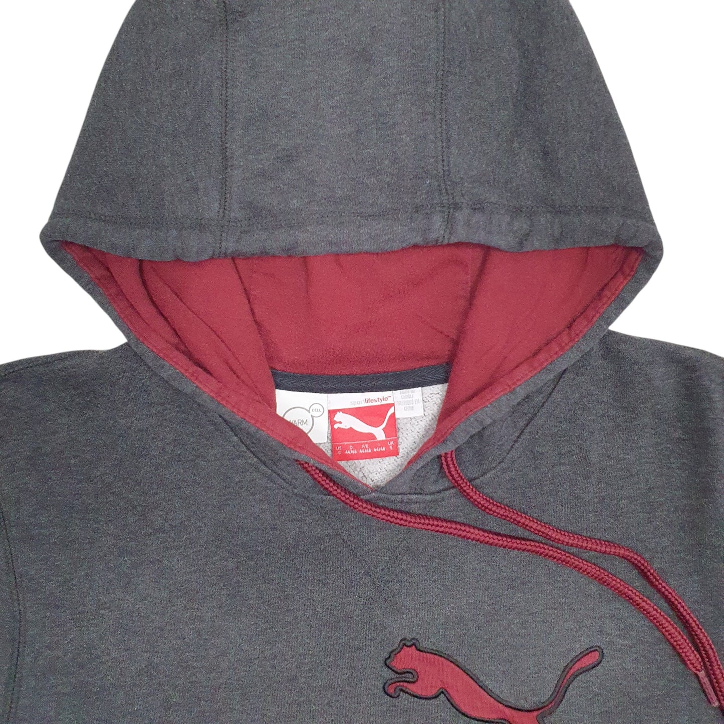 Mens Grey Puma Spellout Hoodie Jumper