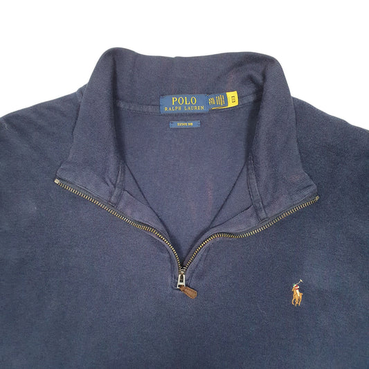 Mens Navy Polo Ralph Lauren Estate Rib Quarter Zip Jumper