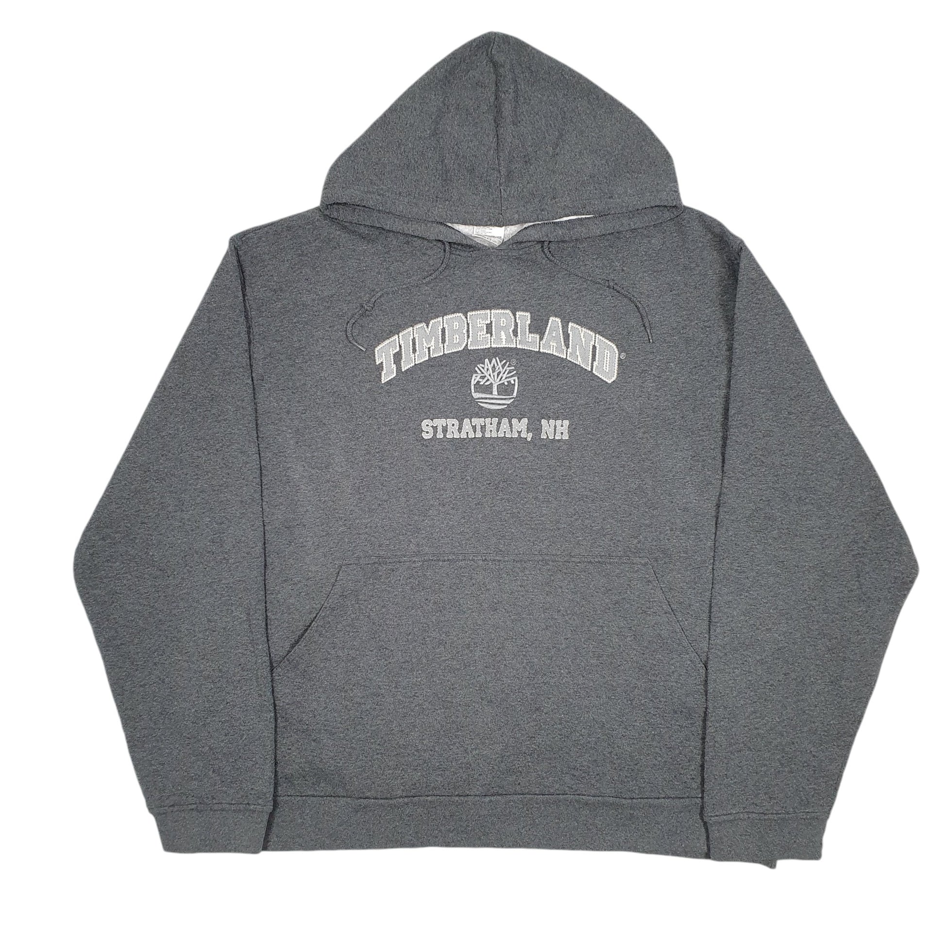 Mens Grey Timberland Spellout Stratham NH Hoodie Jumper