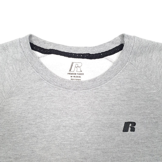 Mens Grey Russell Athletic Raglan Pocket Crewneck Jumper