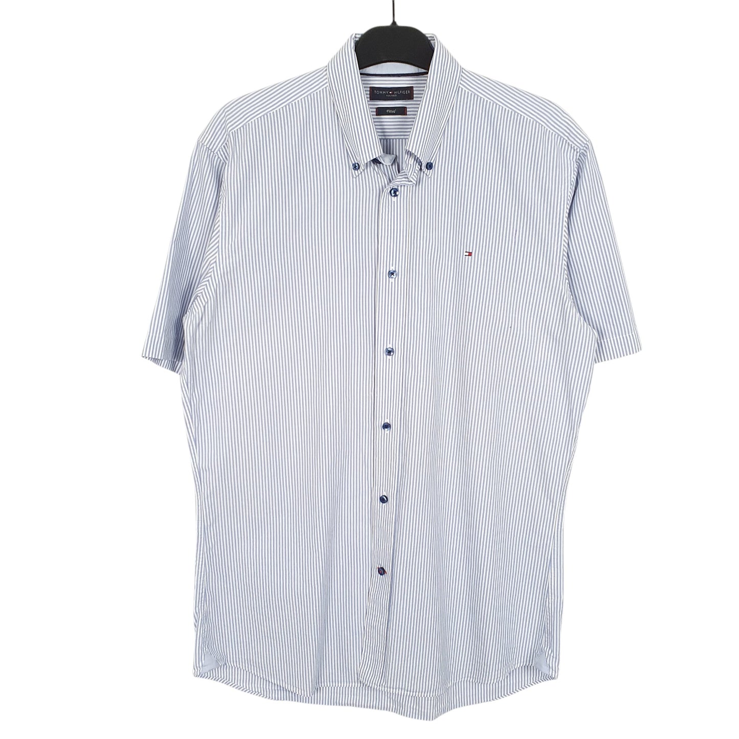 Mens White Tommy Hilfiger Fitted Short Sleeve Shirt