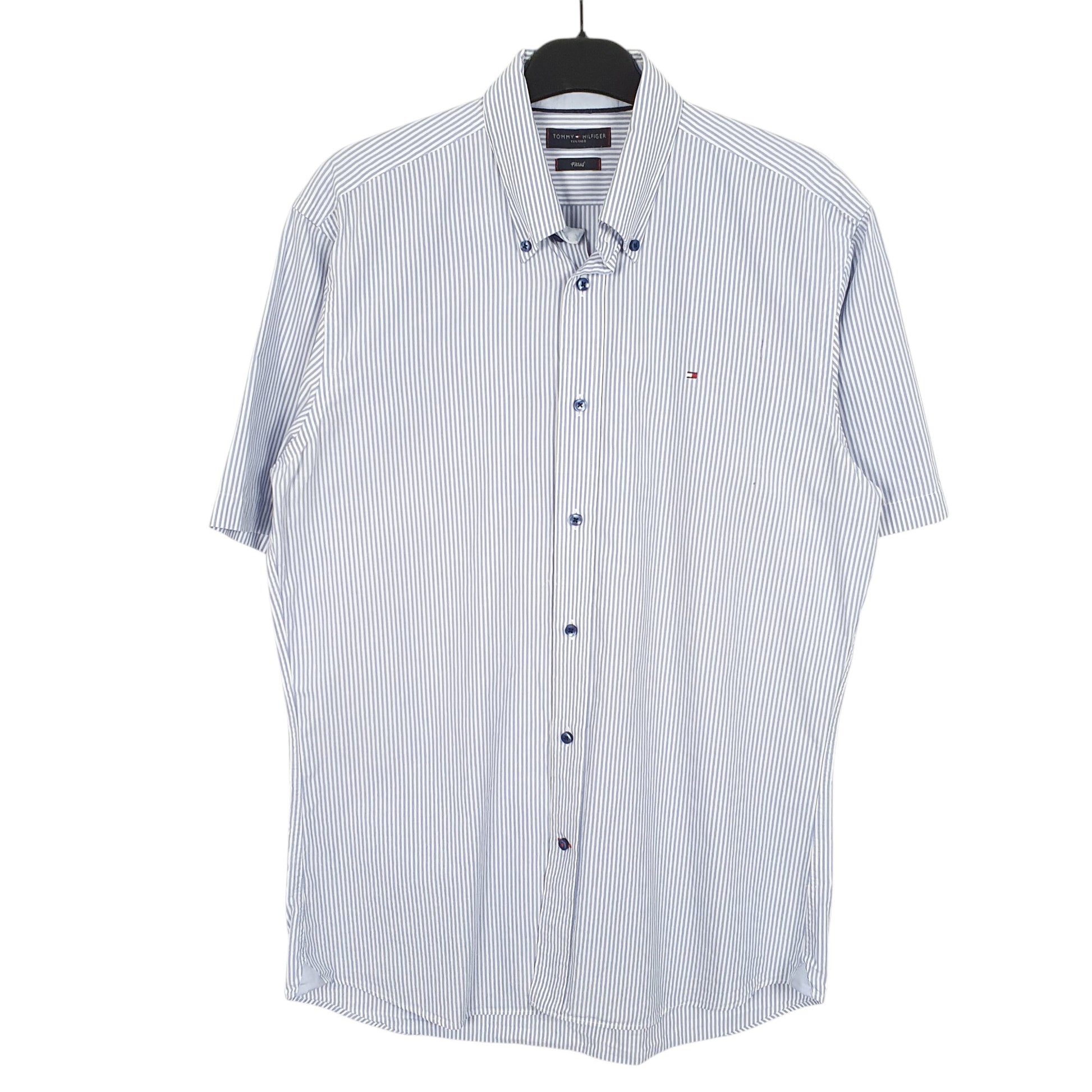 Mens White Tommy Hilfiger Fitted Short Sleeve Shirt