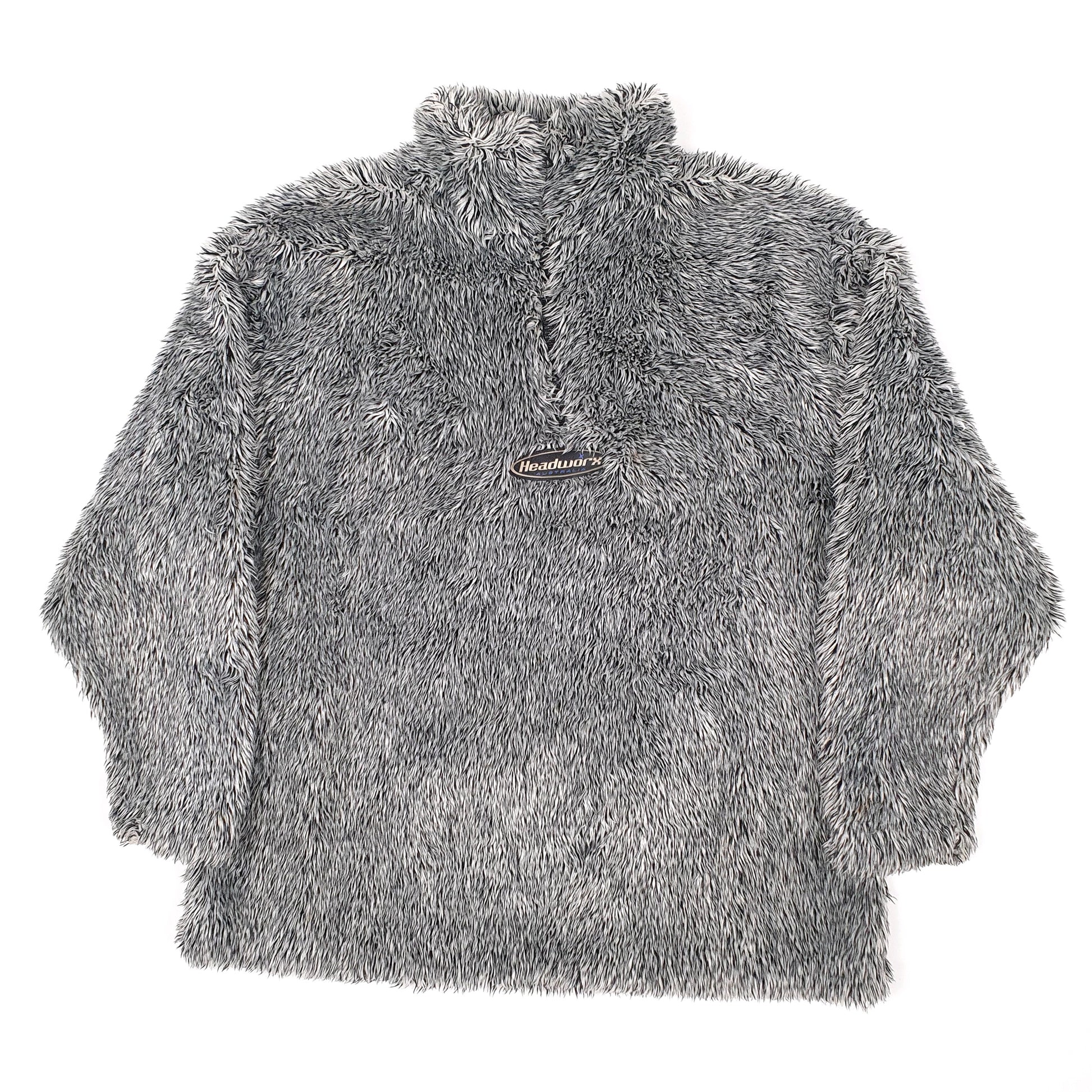 Mens Grey Headworx Vintage Fluffy Quarter Zip Jumper
