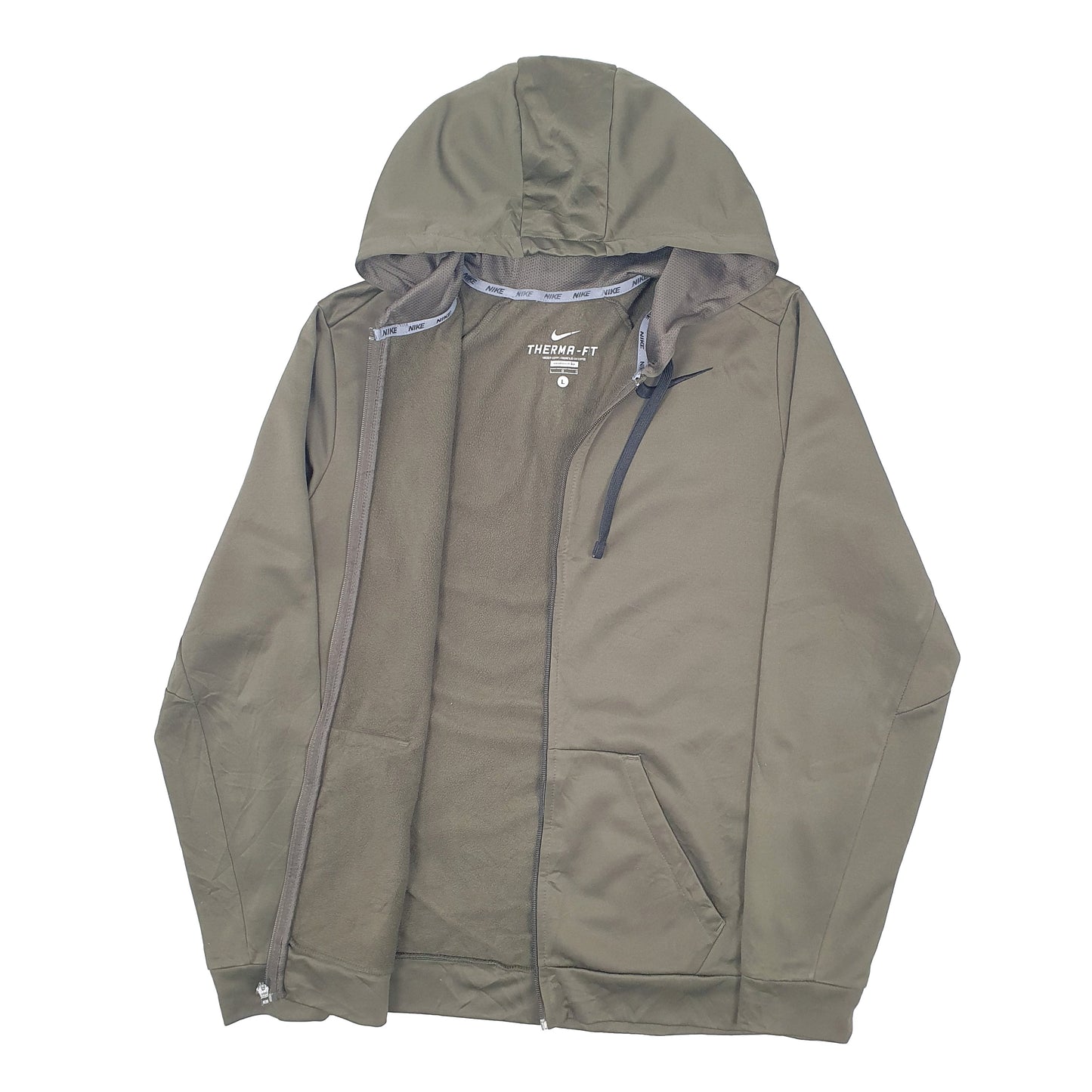 Mens Green Nike Therm Fit Tech Fleece Hoodie Full Zip Jumper