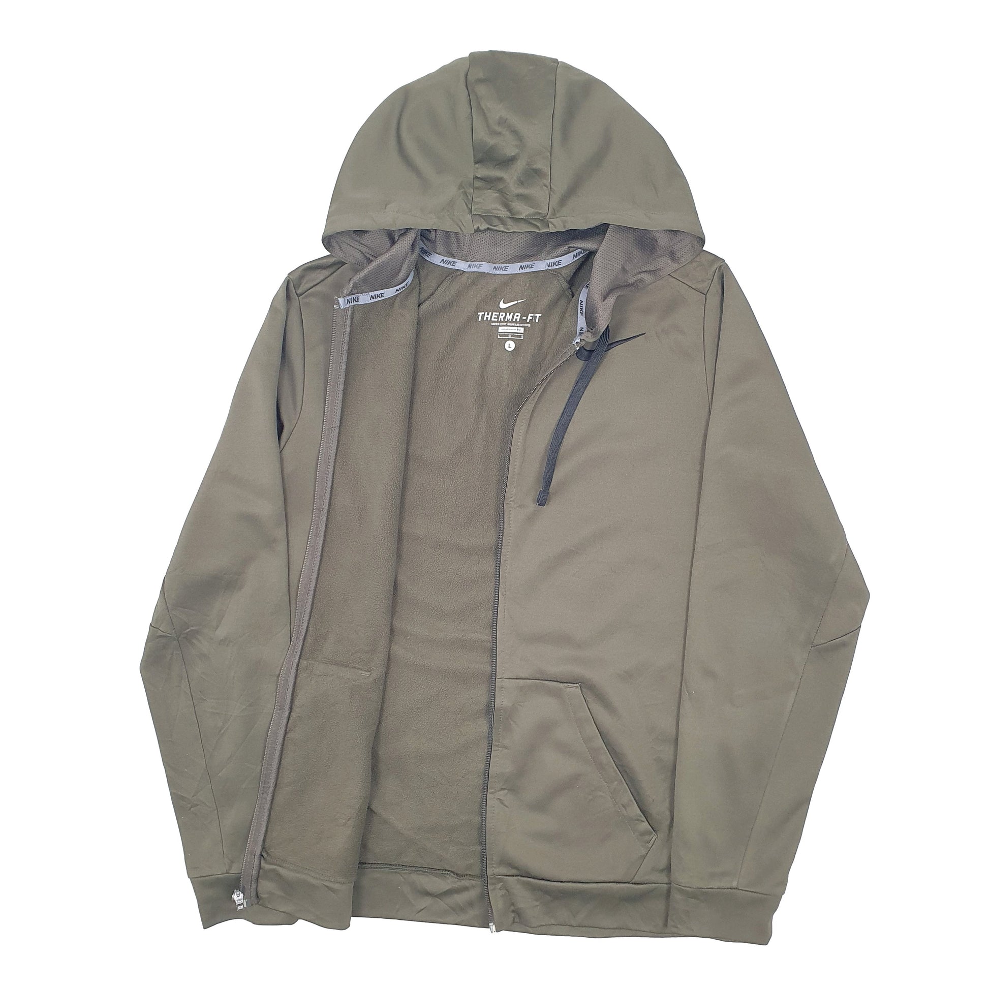 Mens Green Nike Therm Fit Tech Fleece Hoodie Full Zip Jumper