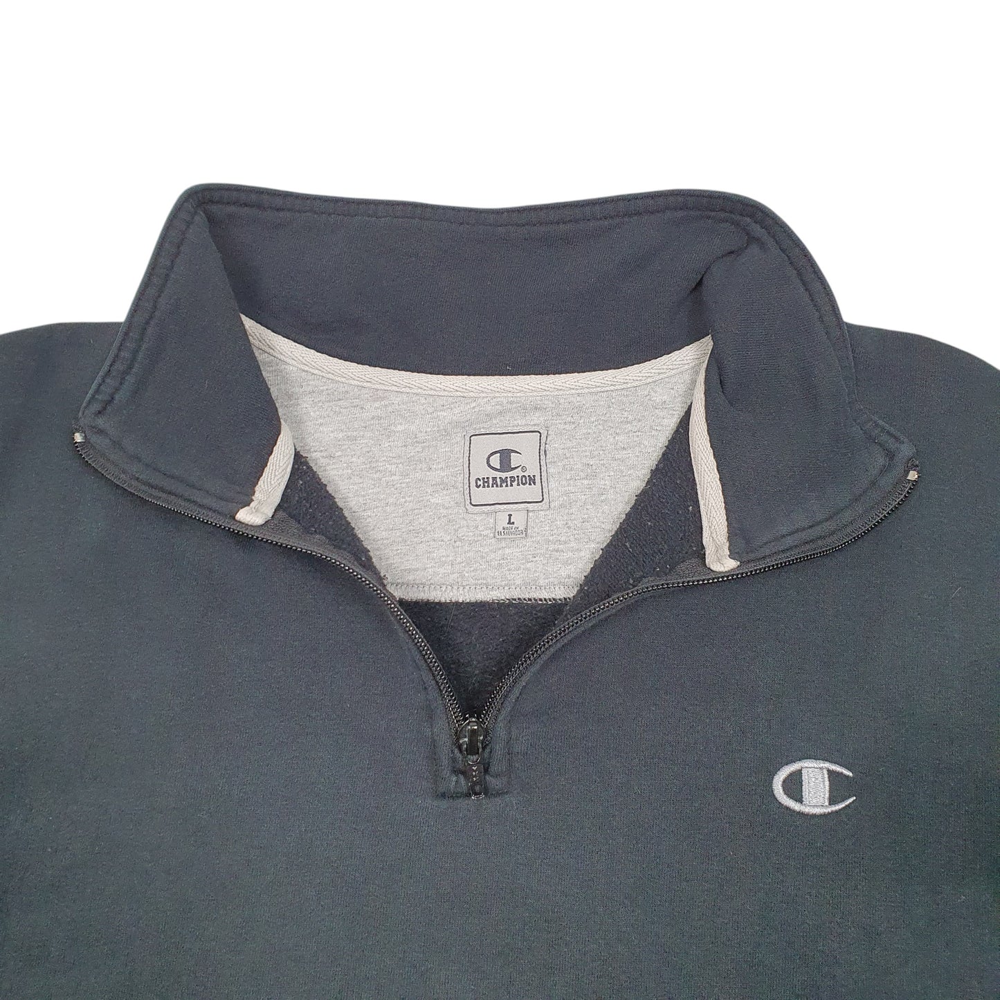 Mens Black Champion  Quarter Zip Jumper
