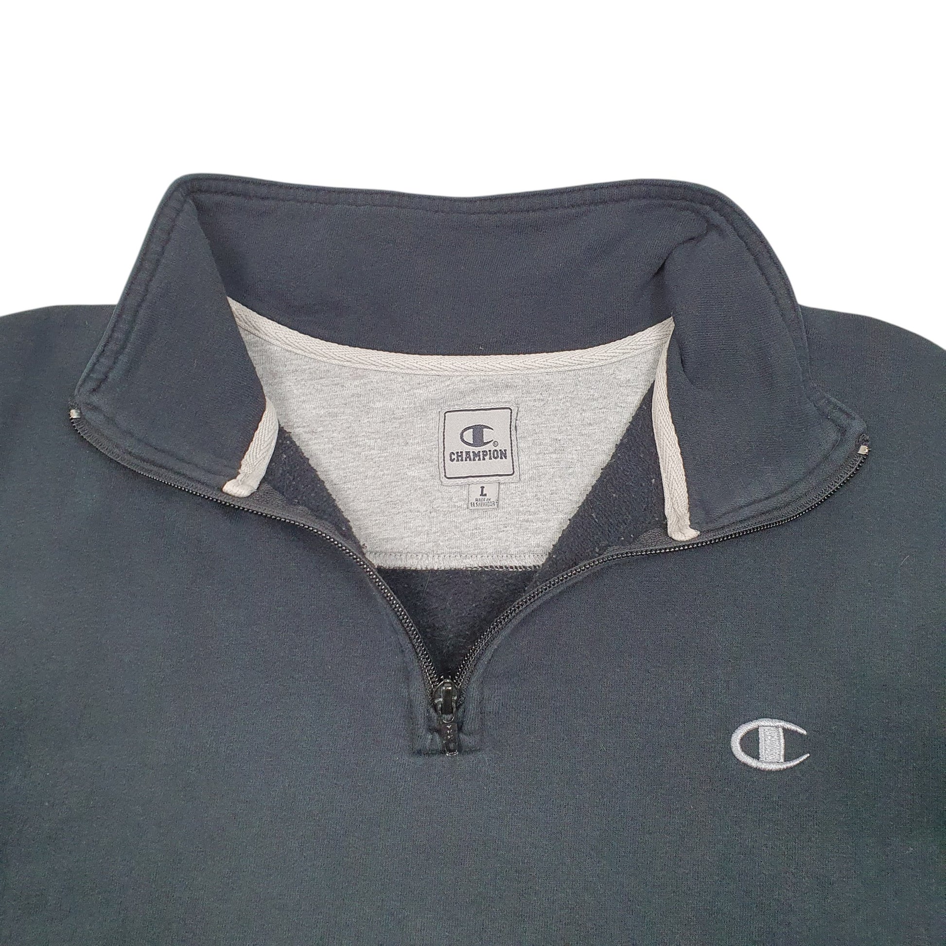 Mens Black Champion  Quarter Zip Jumper