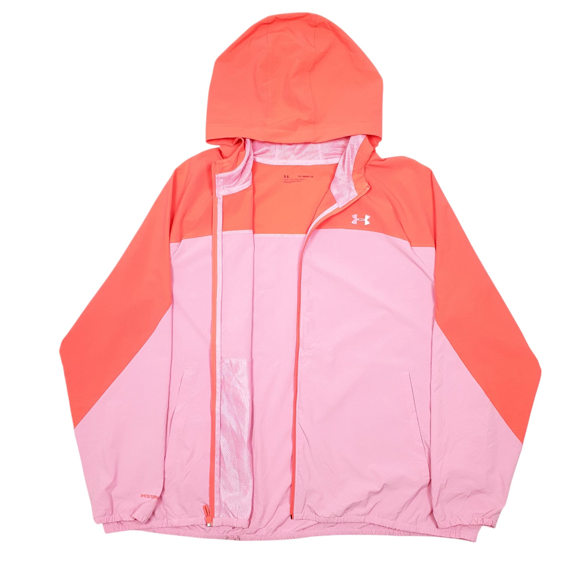 Womens Pink Under Armour Hooded Spellout Running Workout Gym  Coat