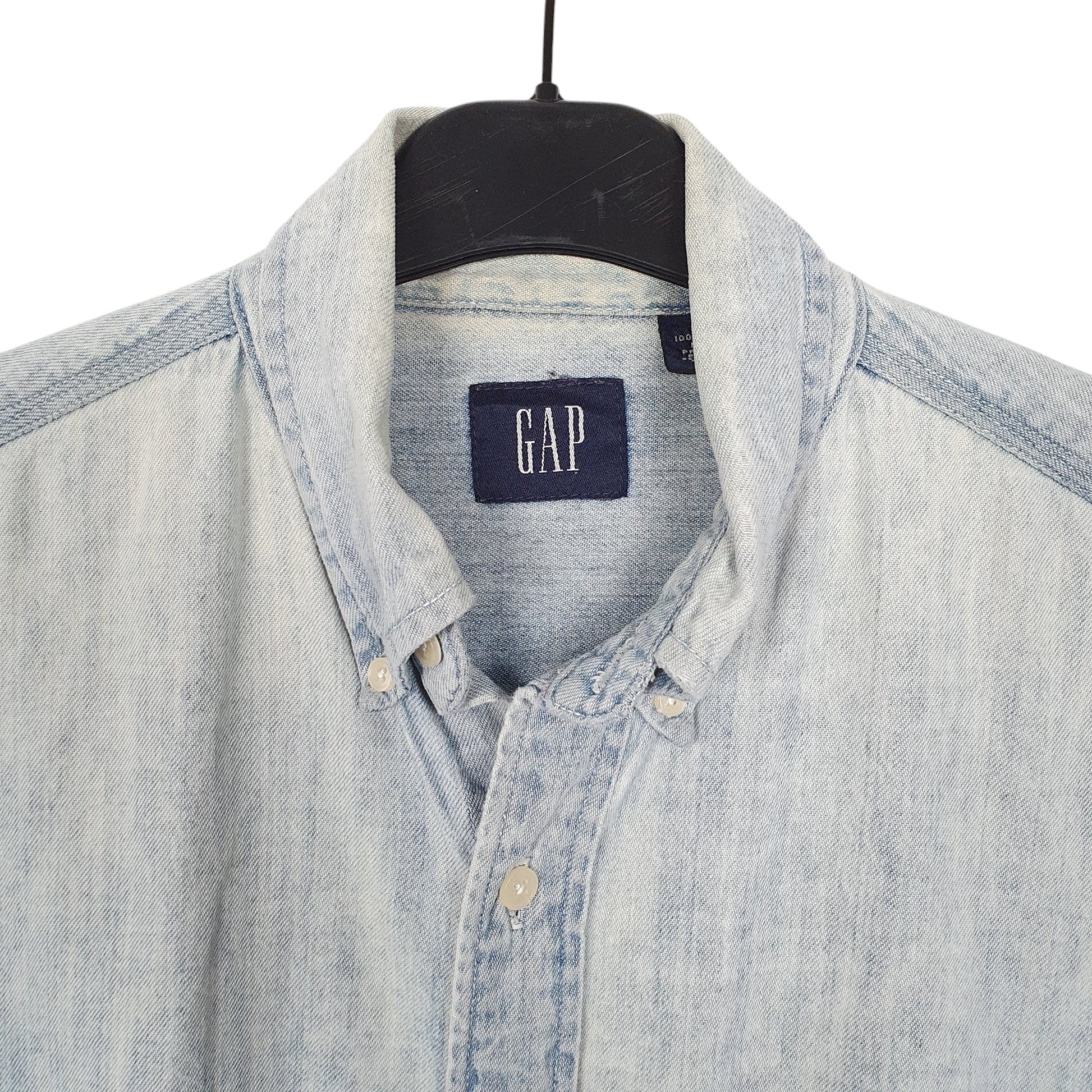 Mens Blue Gap Denim Chambray Overshirt Long Sleeve Shirt