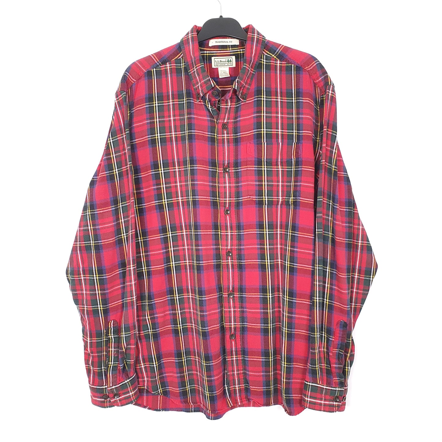 Mens Red L.L.Bean Traditional Flannel Overshirt Long Sleeve Shirt